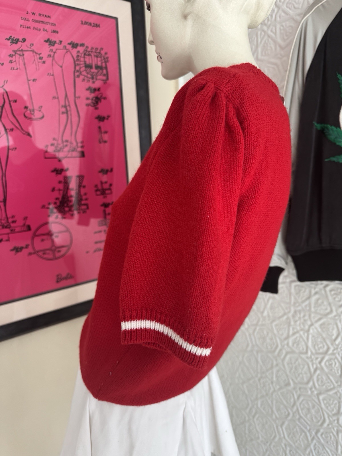 Vintage Cheerleading Sweater-1980s-Varsity-Red-Cheer-Team-coquette-Small/Medium