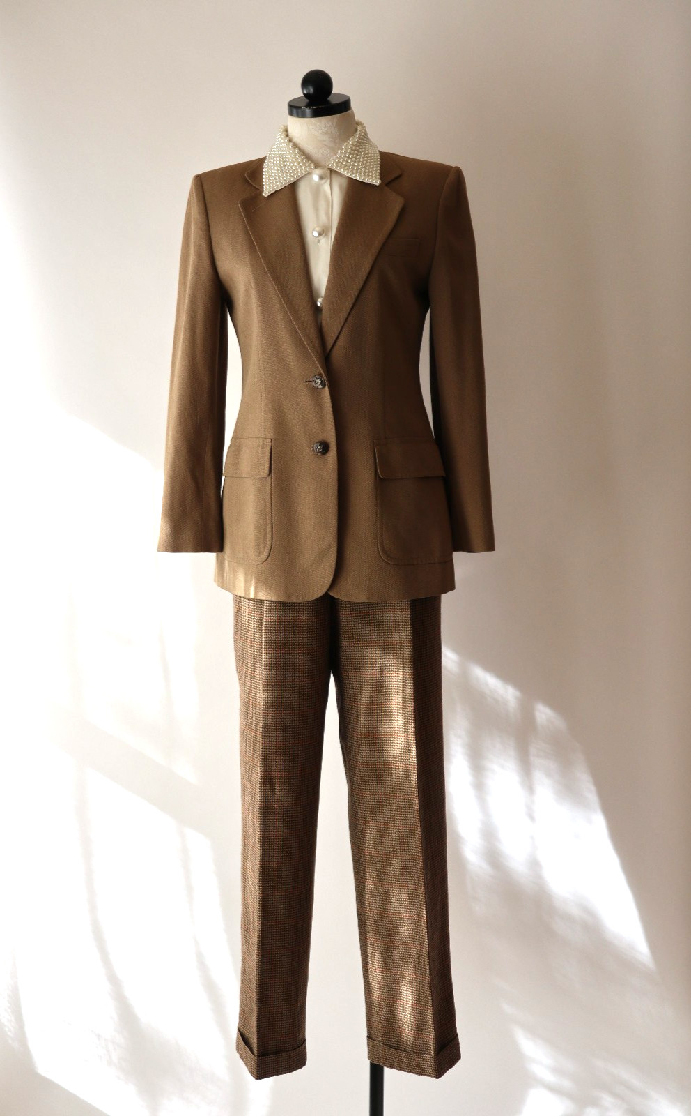 Ralph Lauren Beige Rayon Wool Equestrian Horse Buttons Blazer Jacket Women M