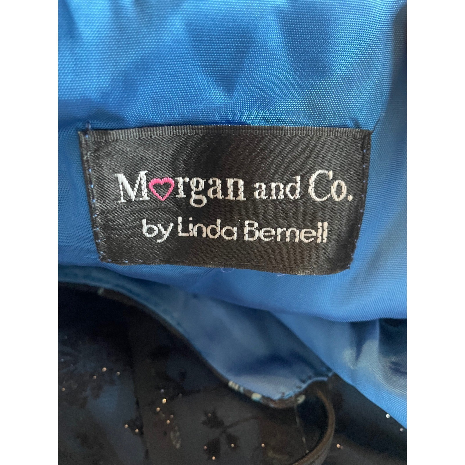 Vtg 90s Morgan & Co Sz 2/4 Velvet Burnout Midnight Blue Black Dress Whimsigoth