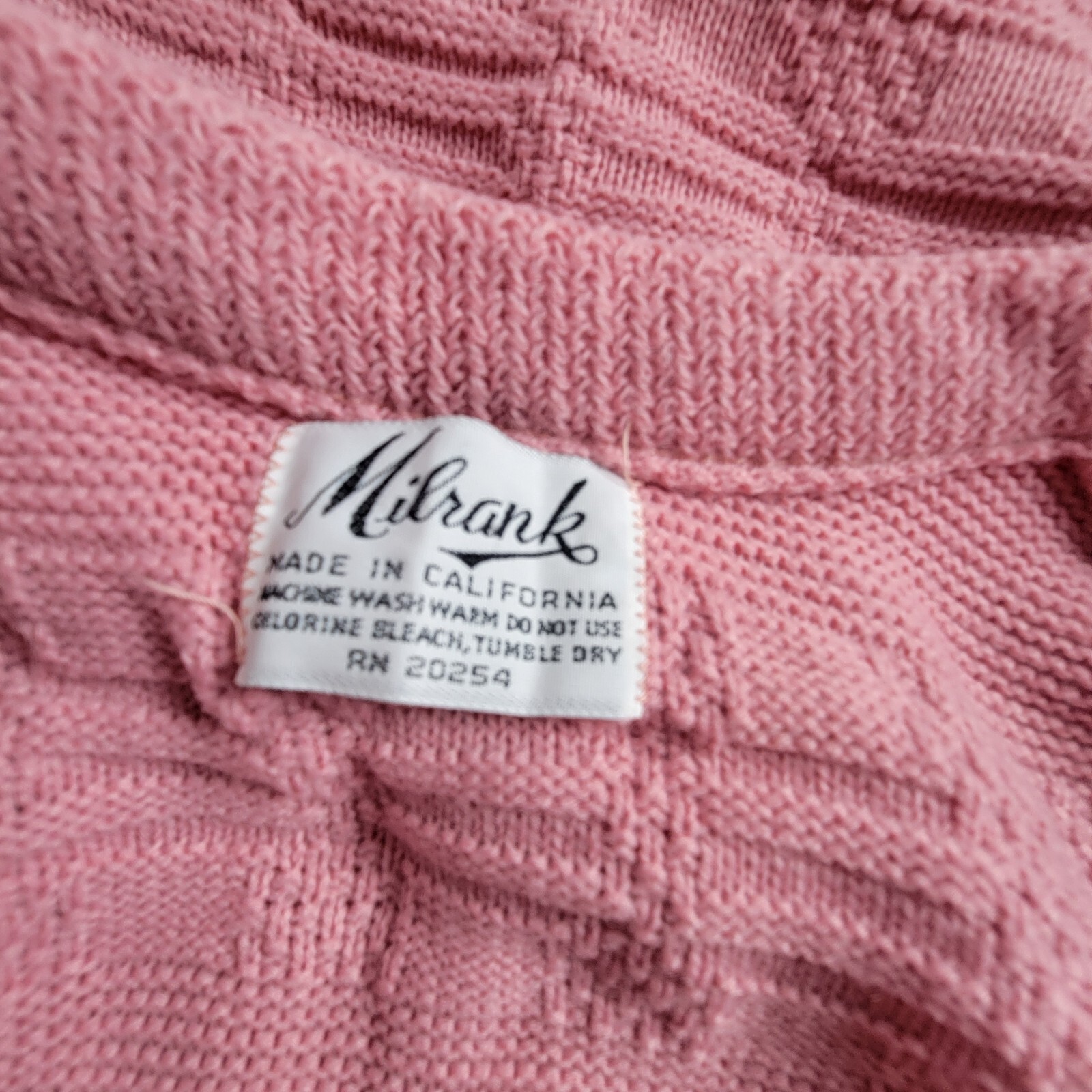 Vintage Milrank Vest Womens Pink Knit Cardigan Sweater Open Front Pockets USA