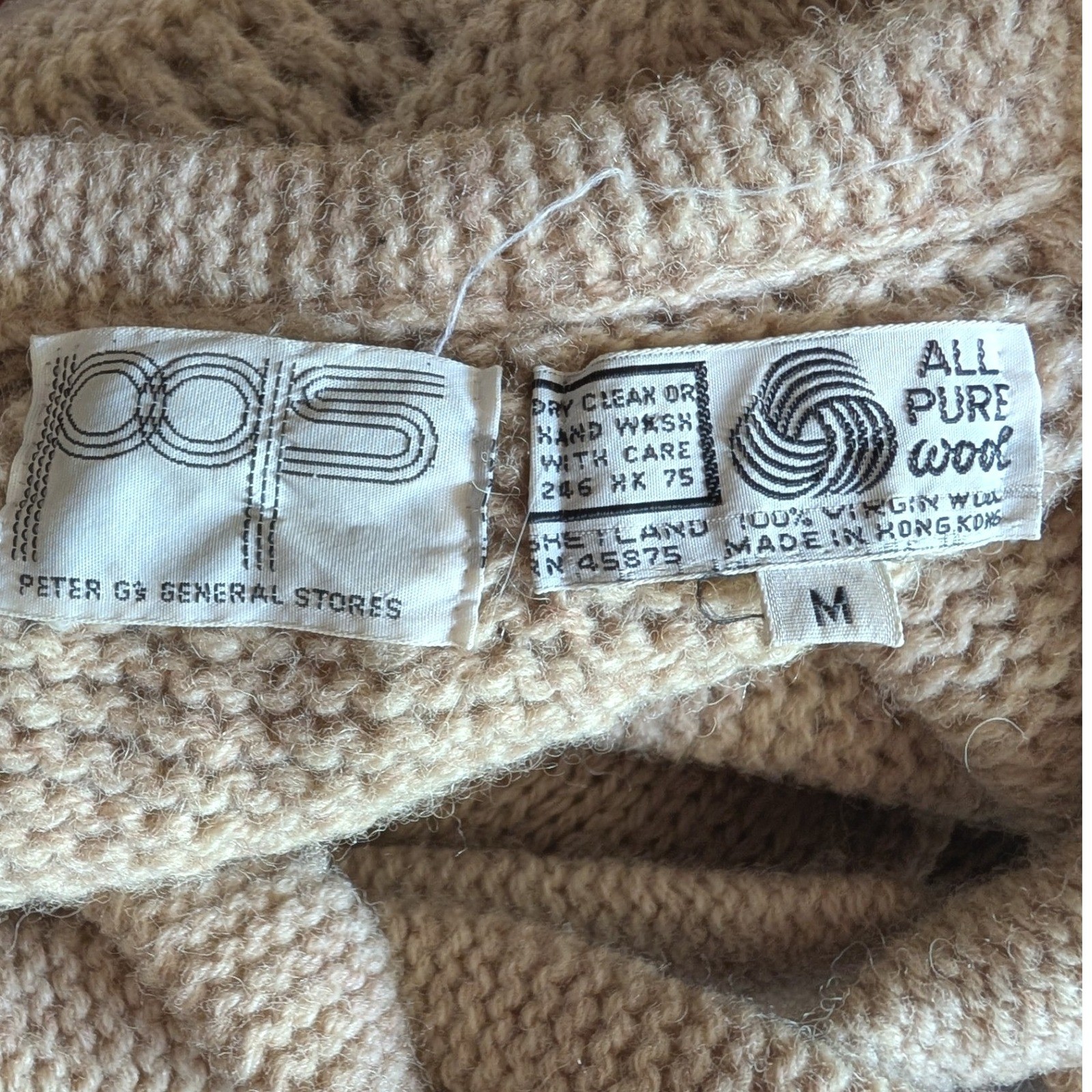 Peter Gs General Stores Vintage Wool Tie Neck Duster Cardigan Oatmeal Beige M