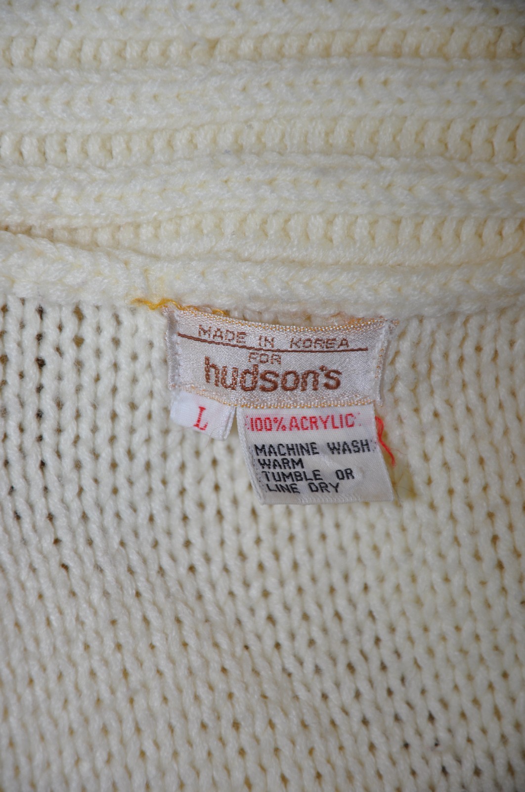 70s Cream Fisherman Cable Knit Shawl Duster Long Cardigan Sweater Coat Women M L