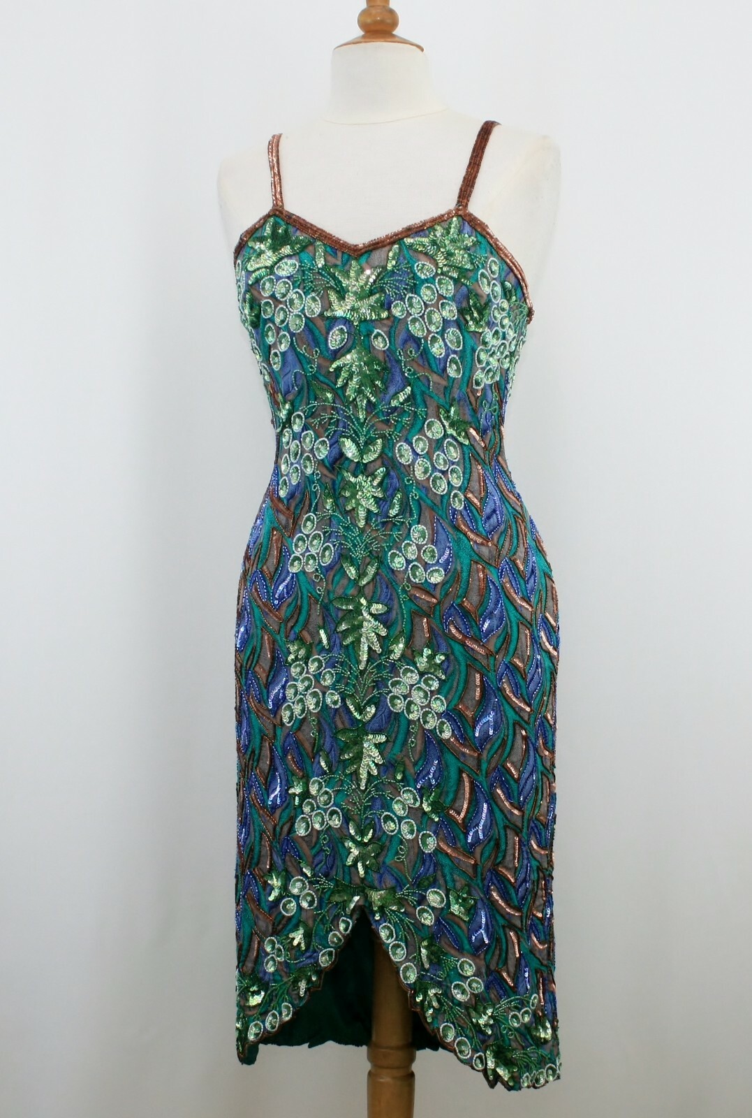 Jasdee Vintage Dress Hand Work Bead & Sequins & Hand Print On Silk Style 5001L
