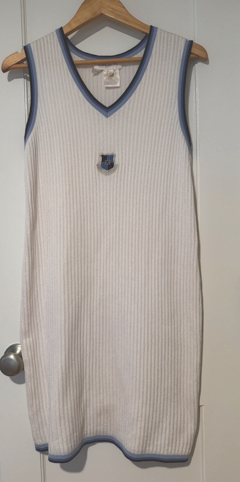 Vtg 80s ESCADA SZ 40 Country Club Prep Heritage Sport Inspired Knit Shift Dress