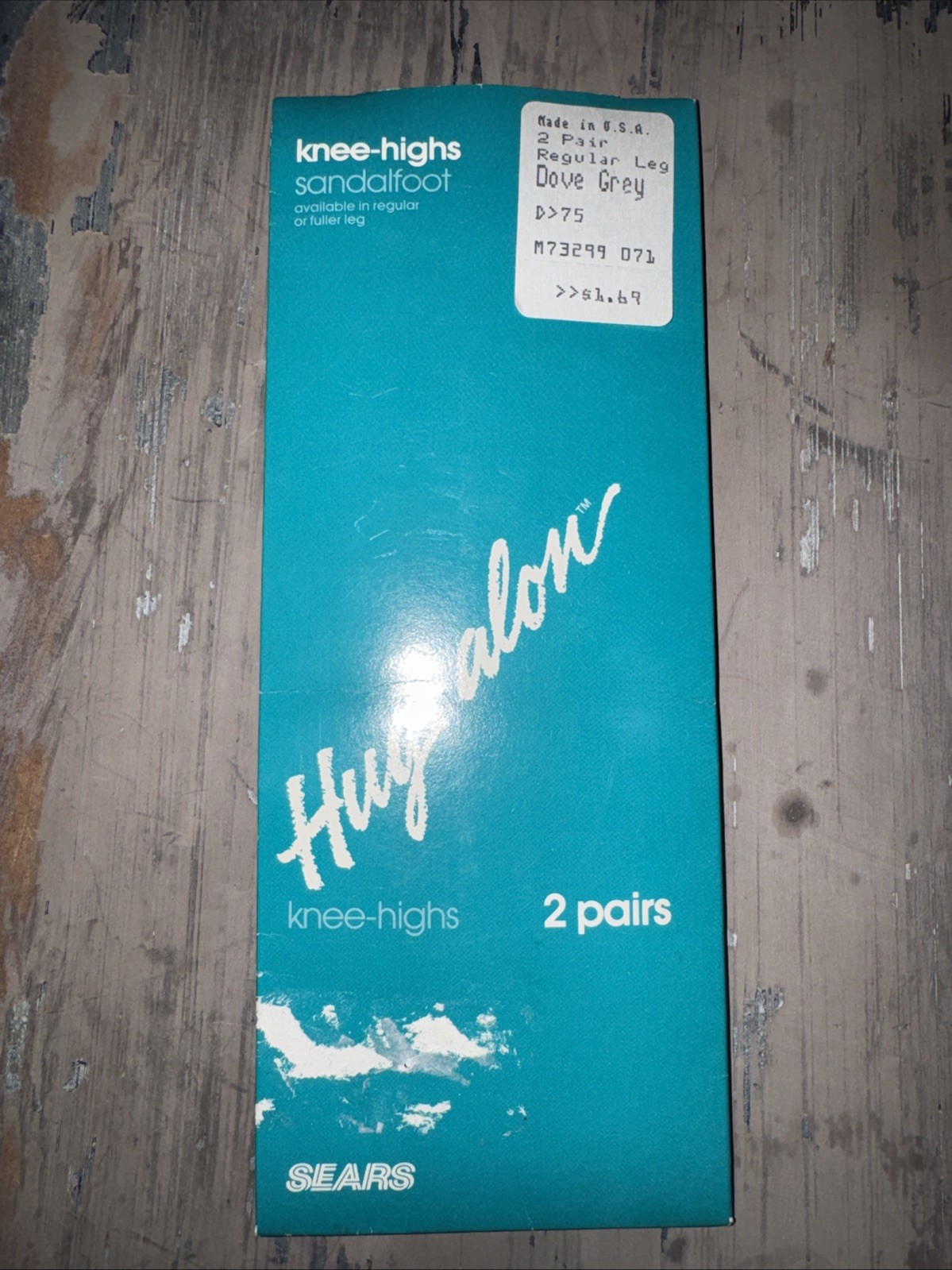 New Vintage Sears Hug-Alon Knee-Highs Day Sheers 2 Pair Dove Grey Regular Leg T