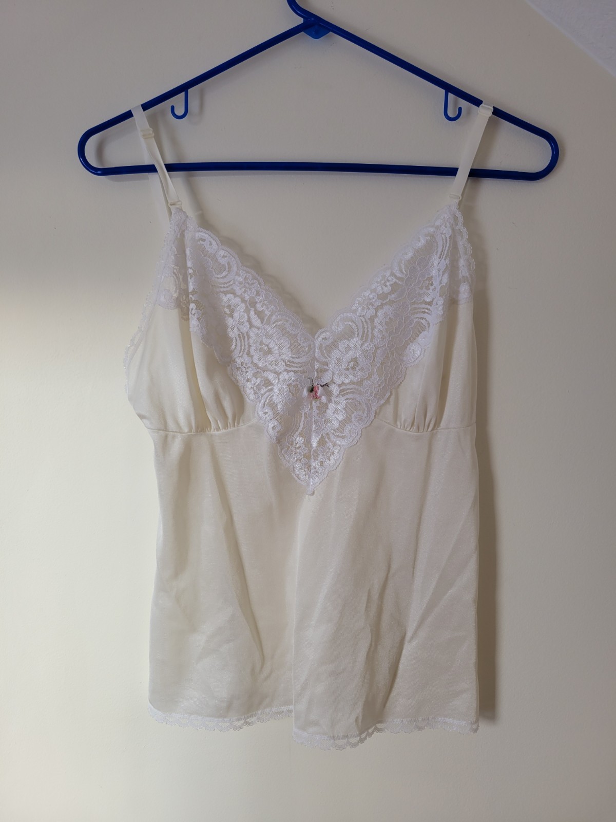 VTG Ashley Taylor Nylon Lace Trim Cami White Off White SM