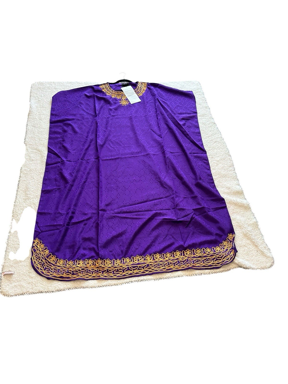 80s PURPLE PLUS SIZE VINTAGE DRESS JEWELED GOLD METALLIC