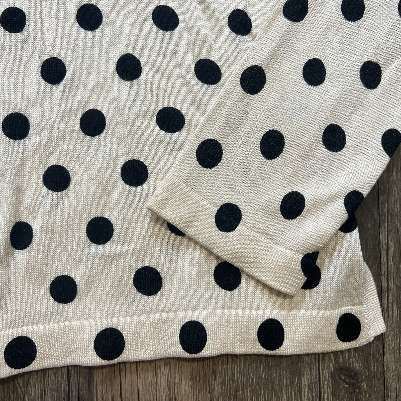 Entracte Vtg Silk Cashmere Polka Dot Crewneck FittedButton Up Knit Cardigan M