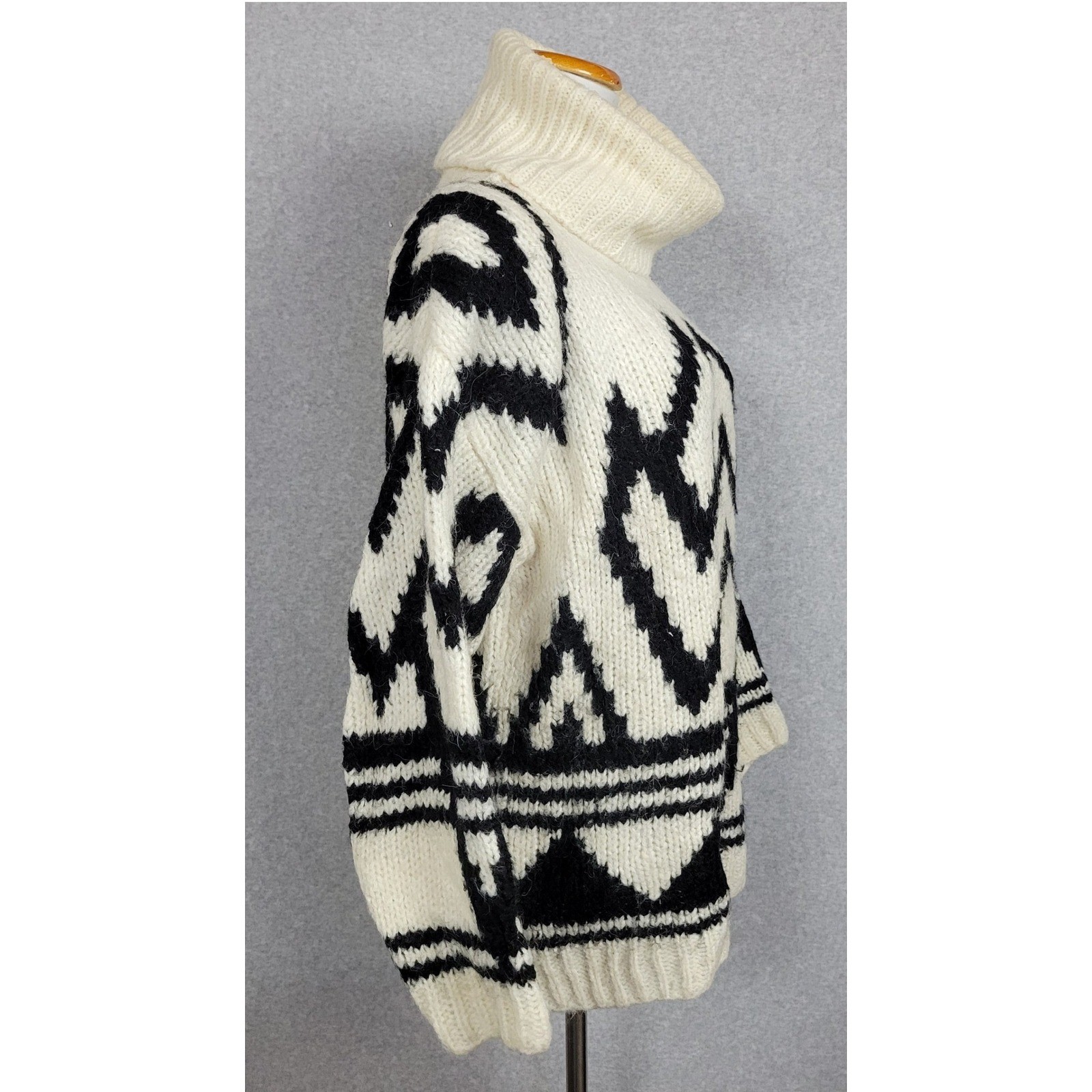 Protokol by Collage Vintage Mohair Blend Chunky Geometric Turtleneck Sweater L