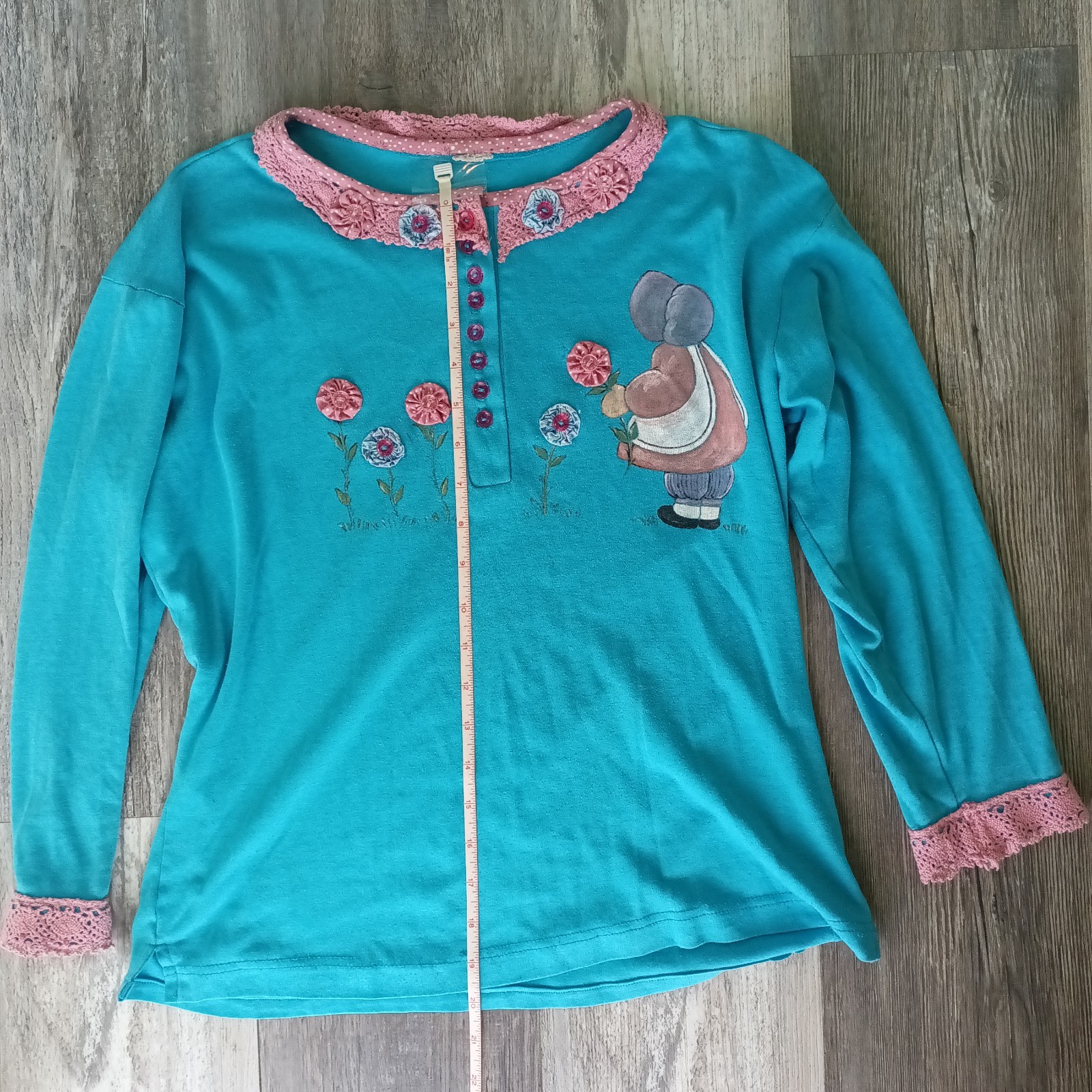 HollyHobby Granny Cottage Core Prairie Turquoise Coquette Floral Lace VTG Fairy