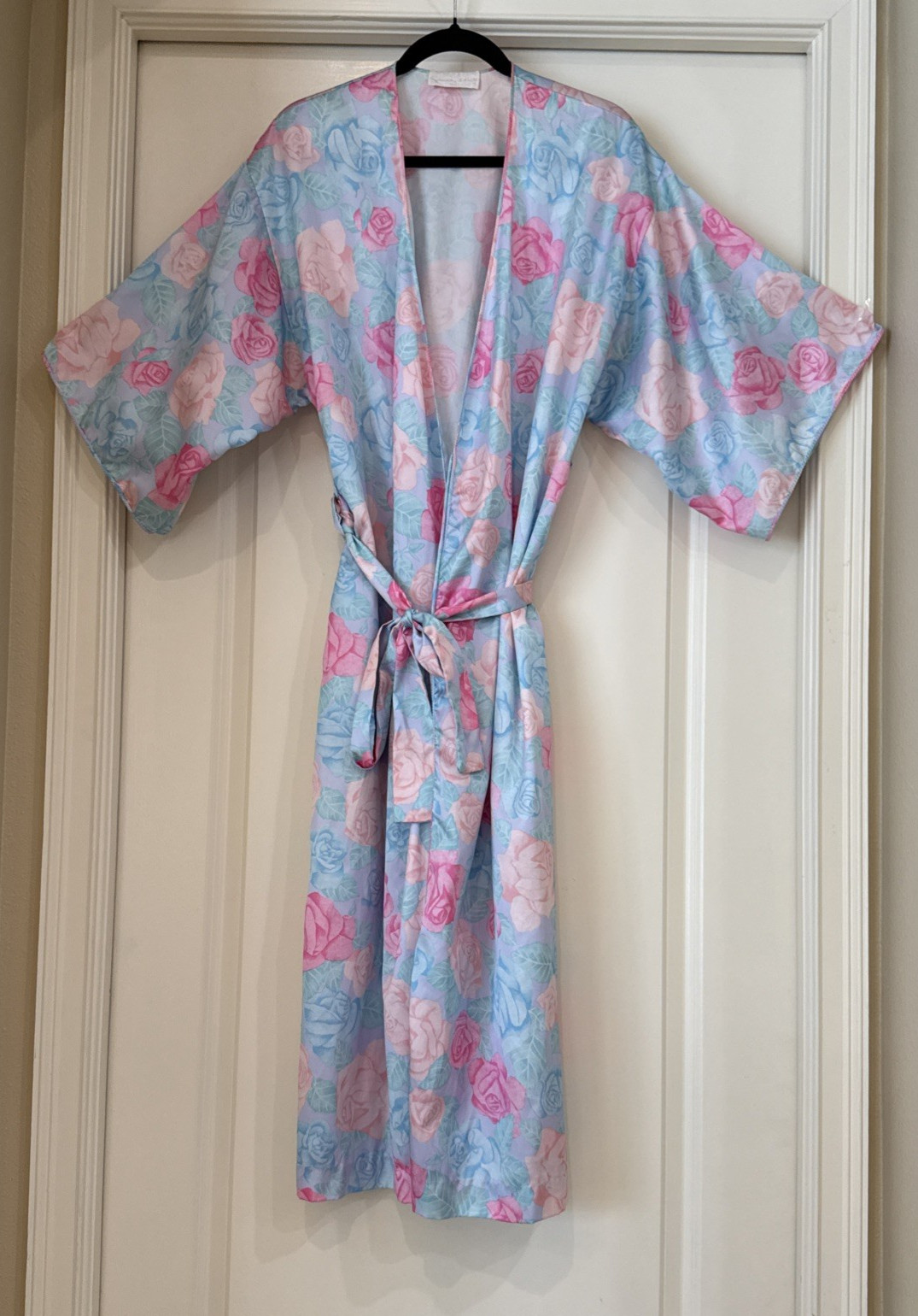VTG Givenchy Intimité Paris Set Sz M Floral Robe & Peignoir Pastel Golden Girls*