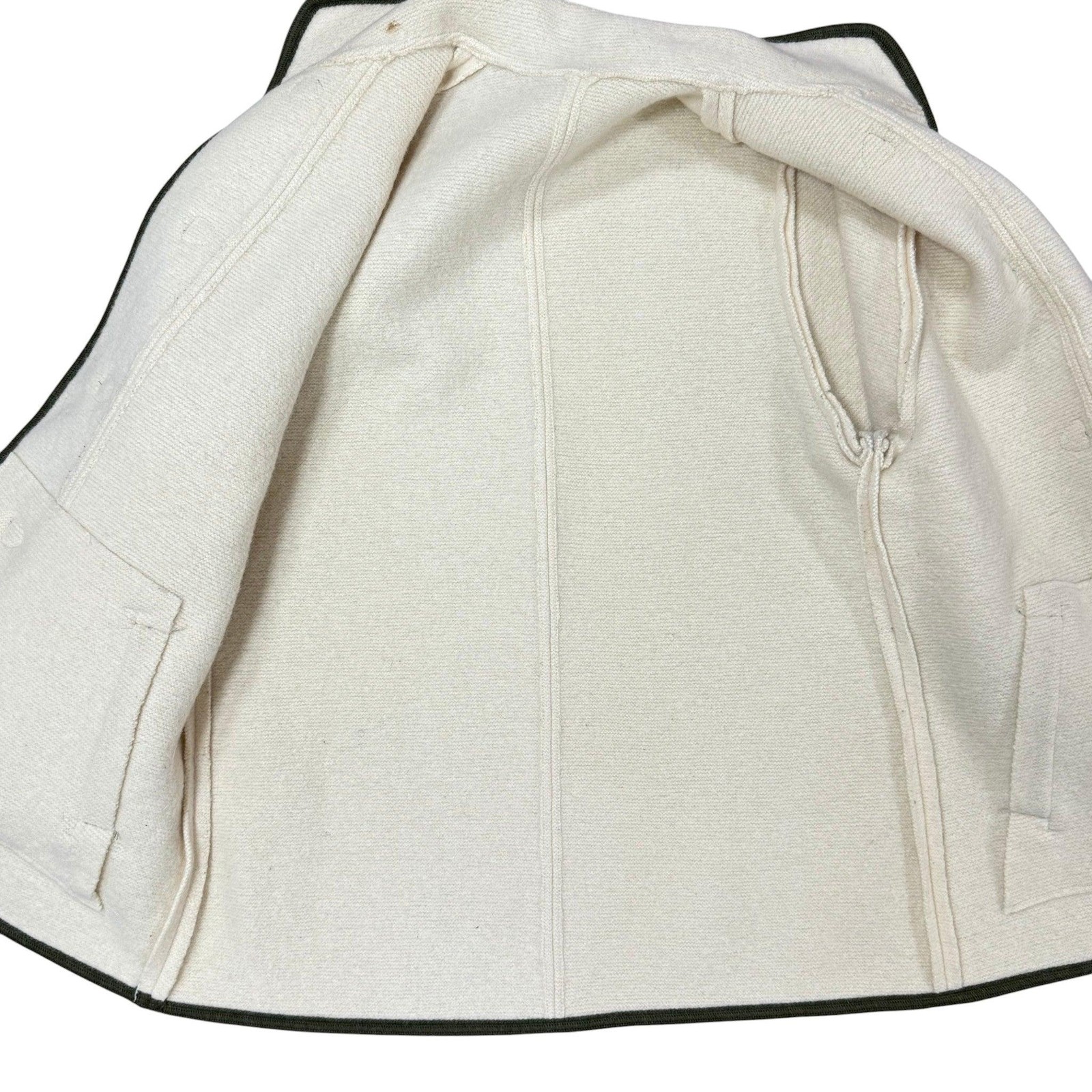 Vintage 70s Cream Boiled Wool Toggle Coat Size Large