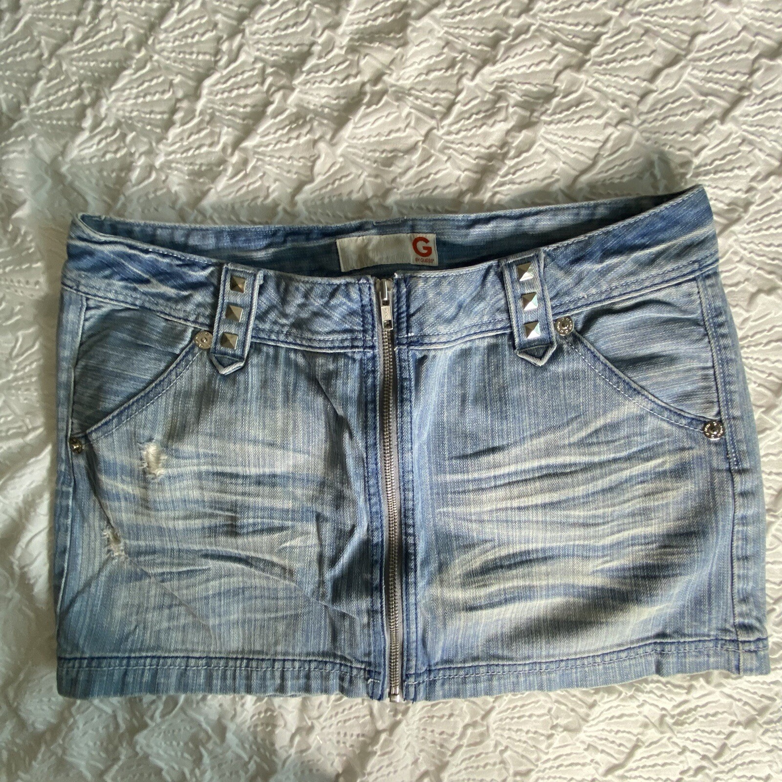 Eunina Denim Frayed Shorts Mid Rise Shortie Sz L