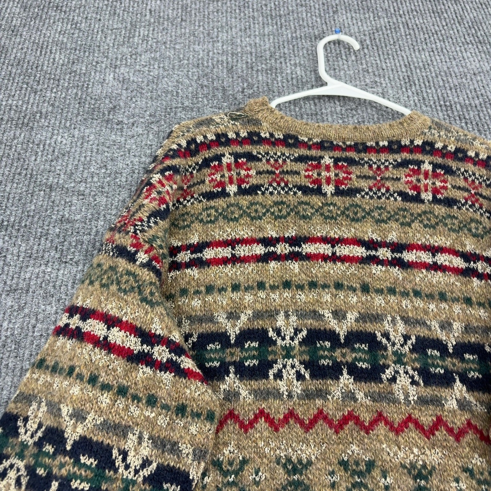 Vintage Woolrich Sweater Womens L Brown Wool Blend Fair Isle V Neck Gorpcore