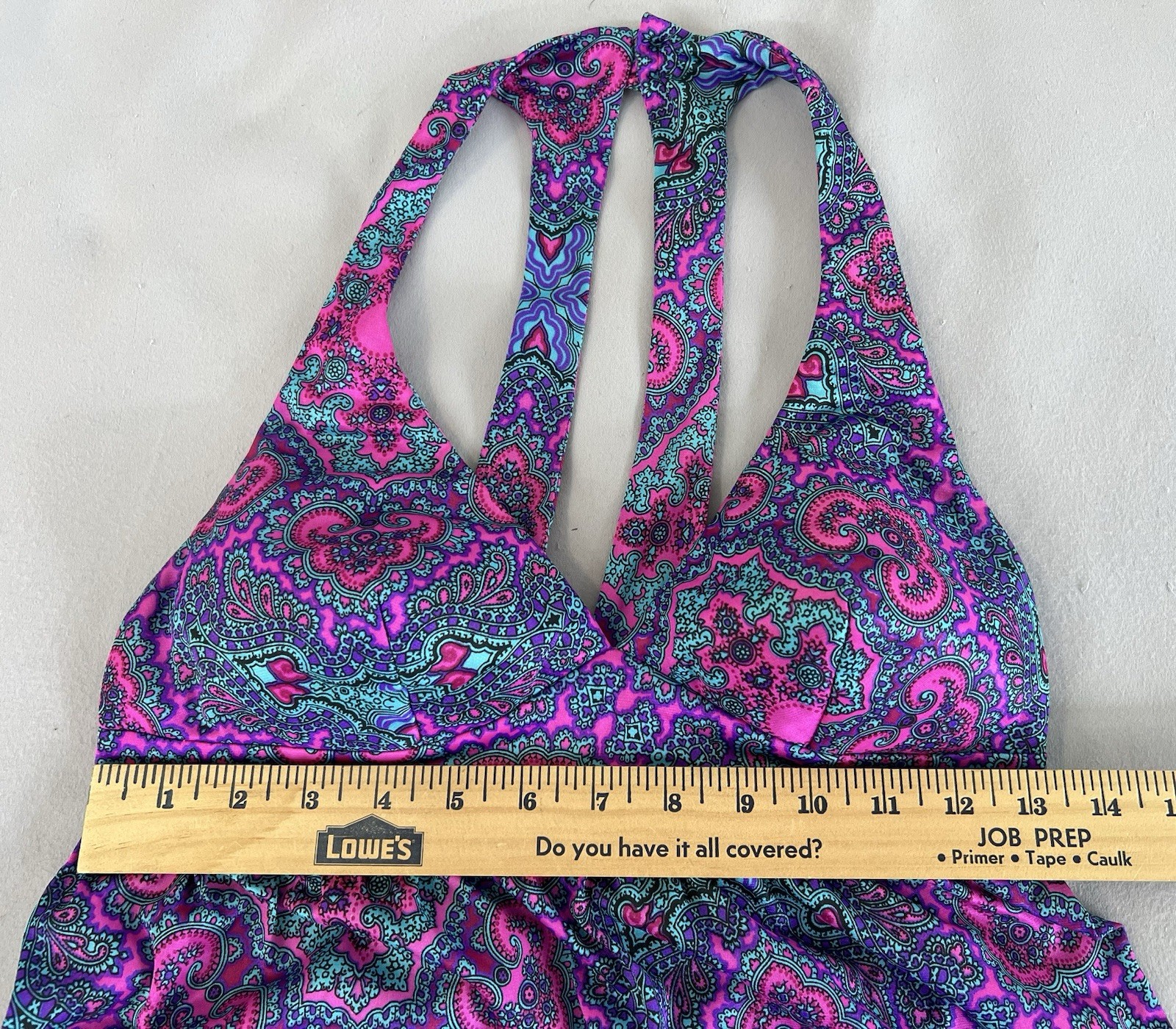 Vintage 1970s HIGH TIDE CALIFORNIA Maxi Paisley Beach POOL party Sun Dress XS/S