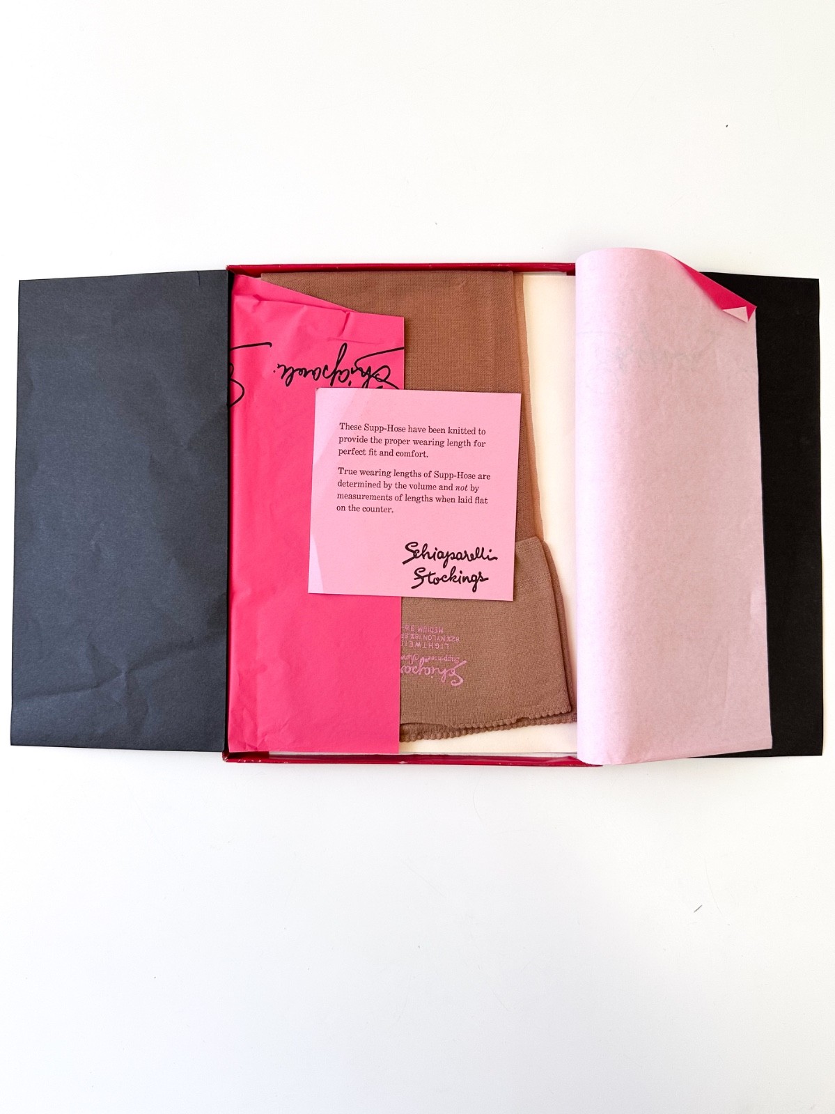 1 PR VINTAGE SCHIAPARELLI NYLON STOCKINGS SZ – 9 1/2 10 Honey Blossom Medium