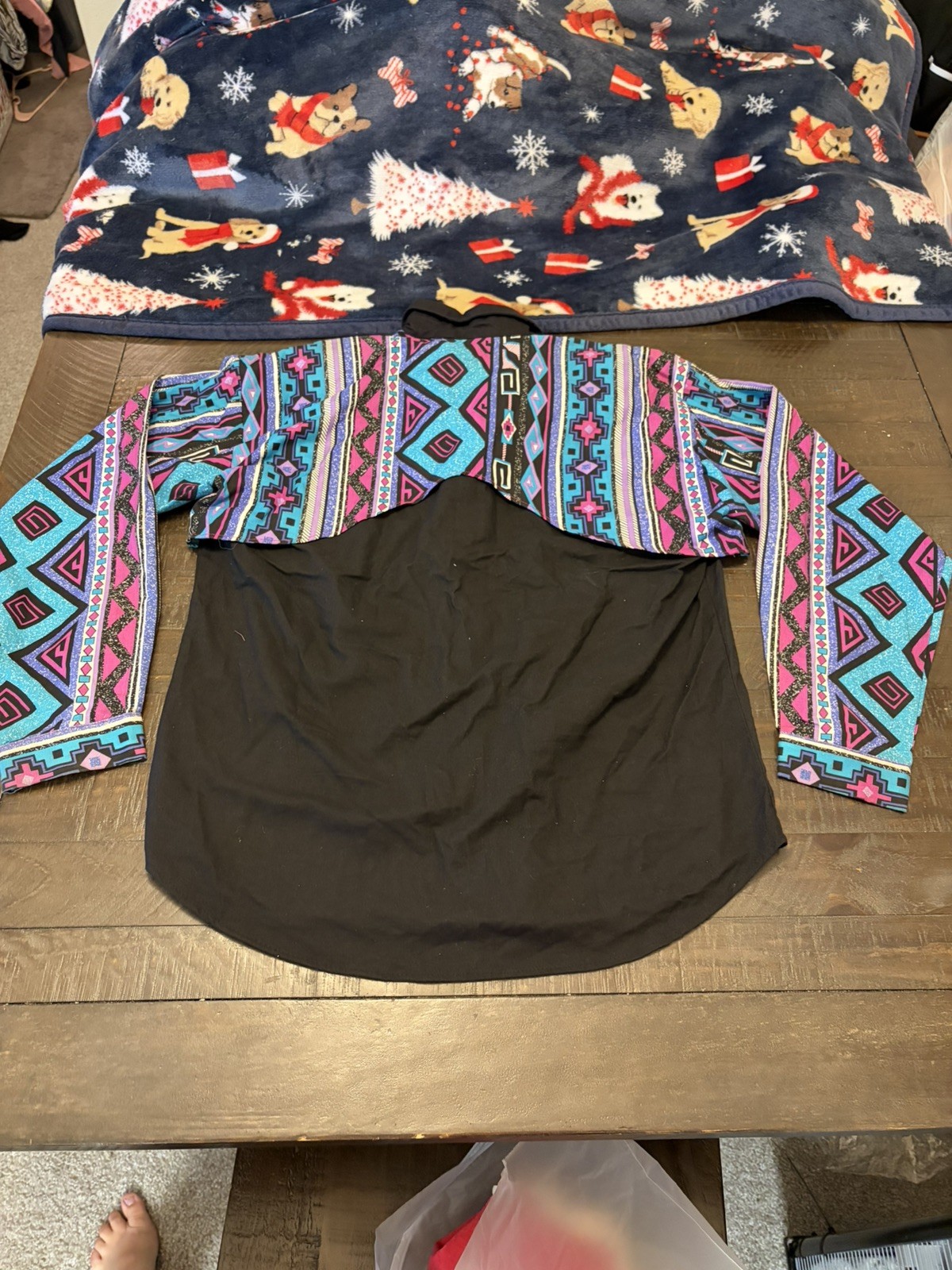 Vintage 80s Sas’sa Western Aztec Rodeo long Sleeve Button Up Shirt size m