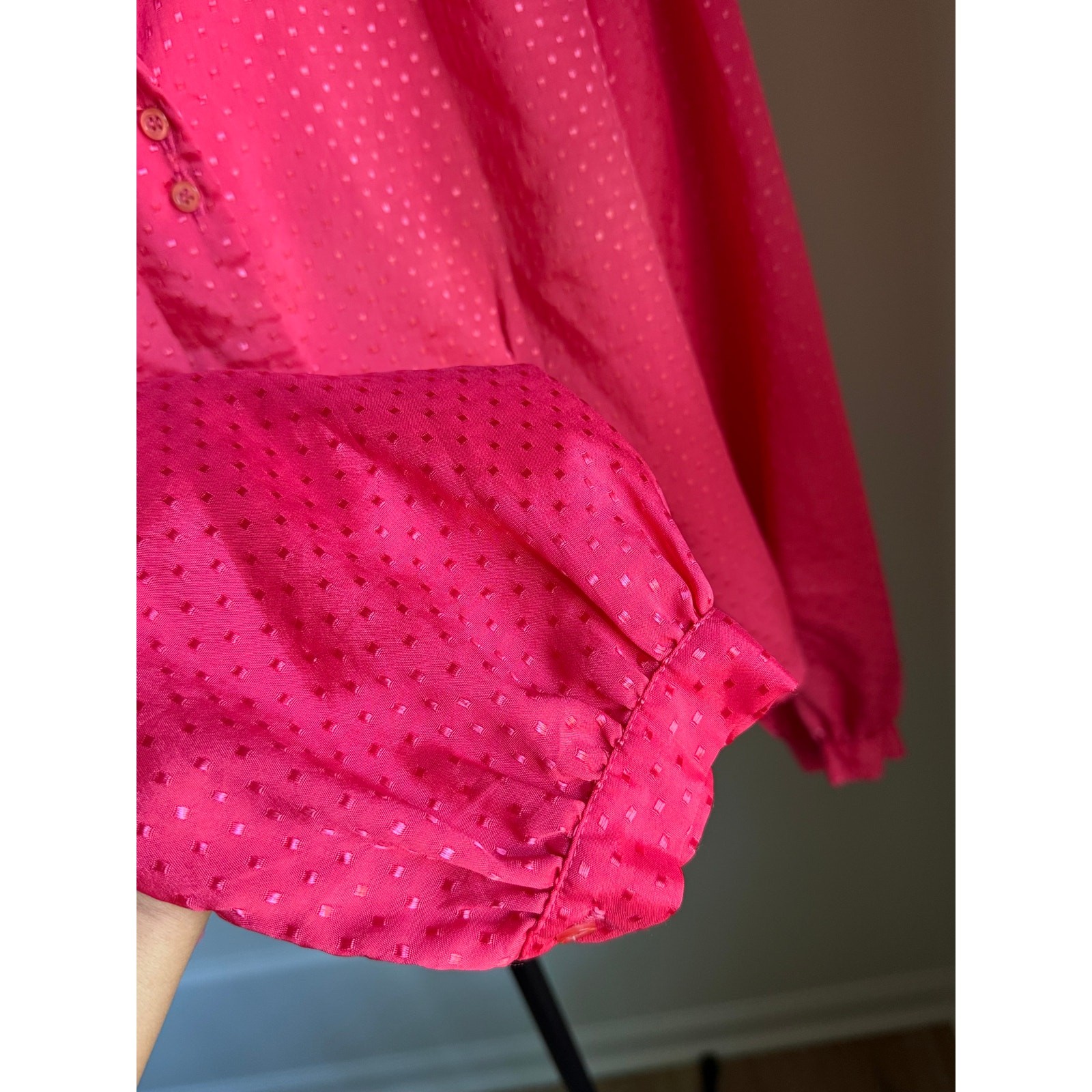 Vintage 1970s You Babes Pink Dagger Collar Prairie Disco Blouse Rare Tag