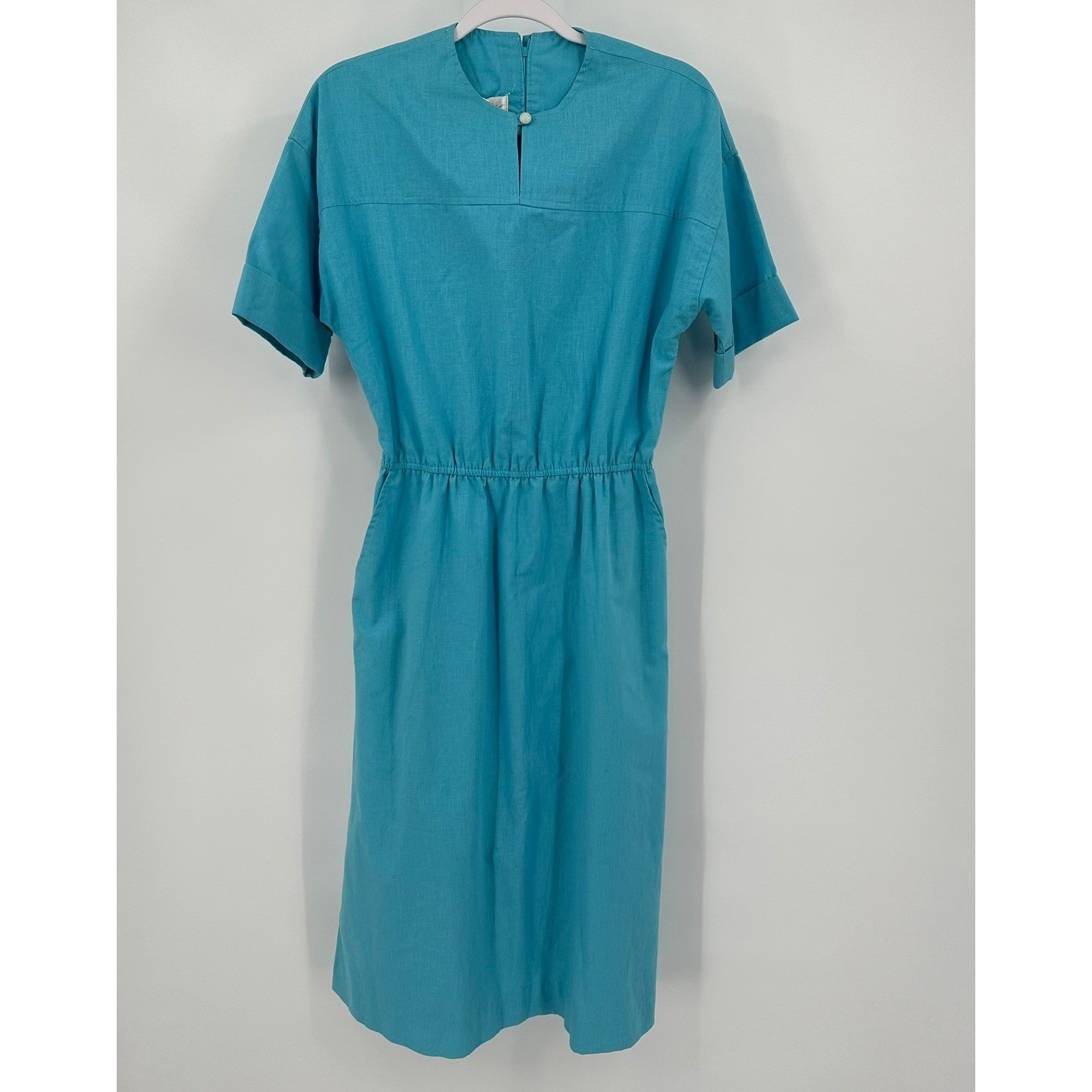 Mr Jack Womens Vintage Chore Dress Size L Minimalist Mid Century Mod Teal