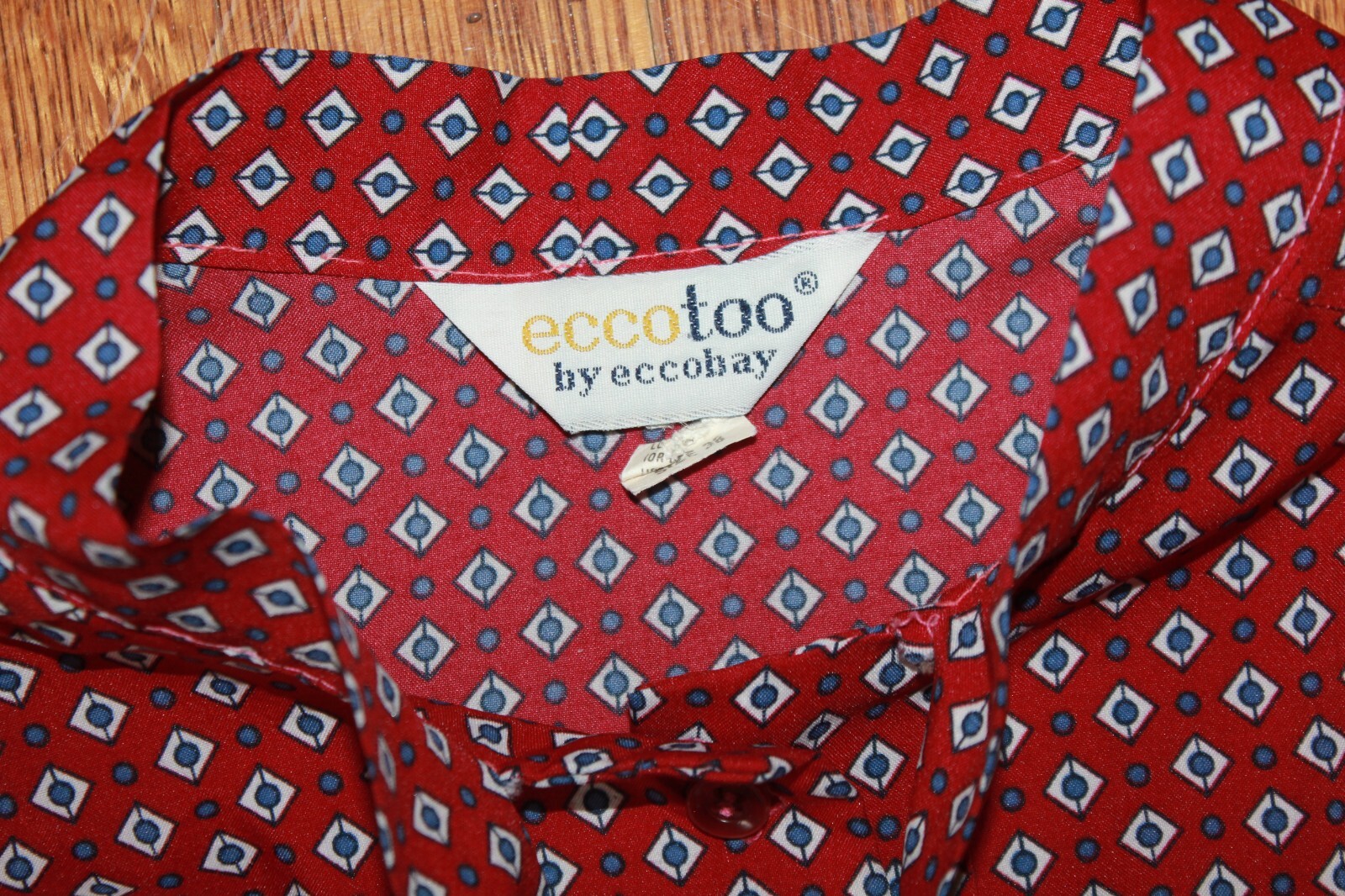 Vintage 1980s ECCOBAY long sleeve blouse red tie button secretary M/L Eccotoo
