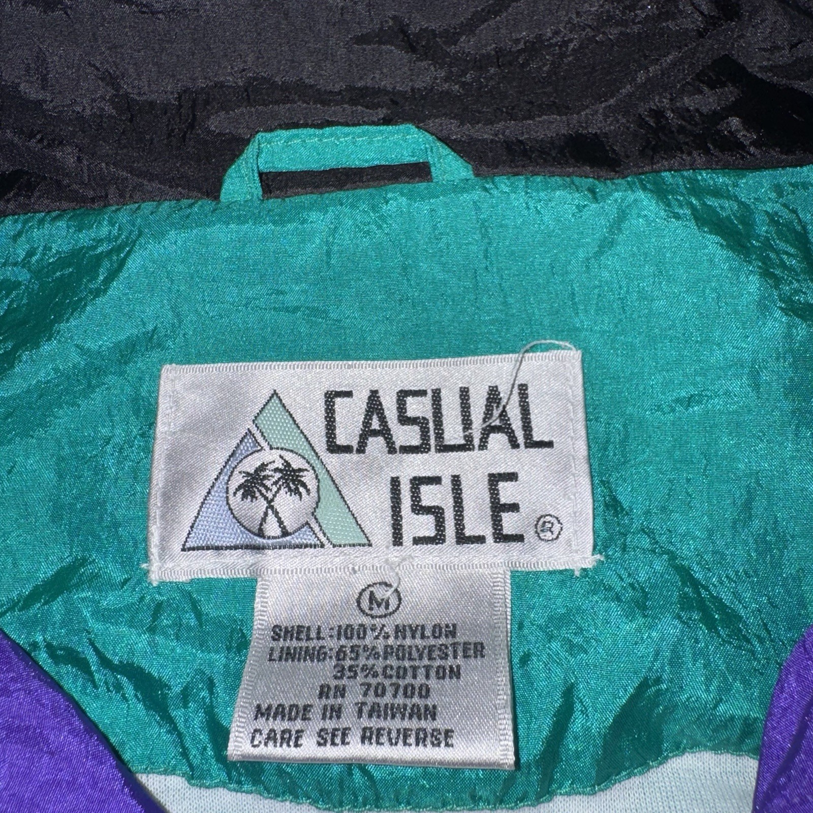 Vintage Casual Isle Track Suit Womens Medium Jacket Pants Set Nylon 1980s 1990s