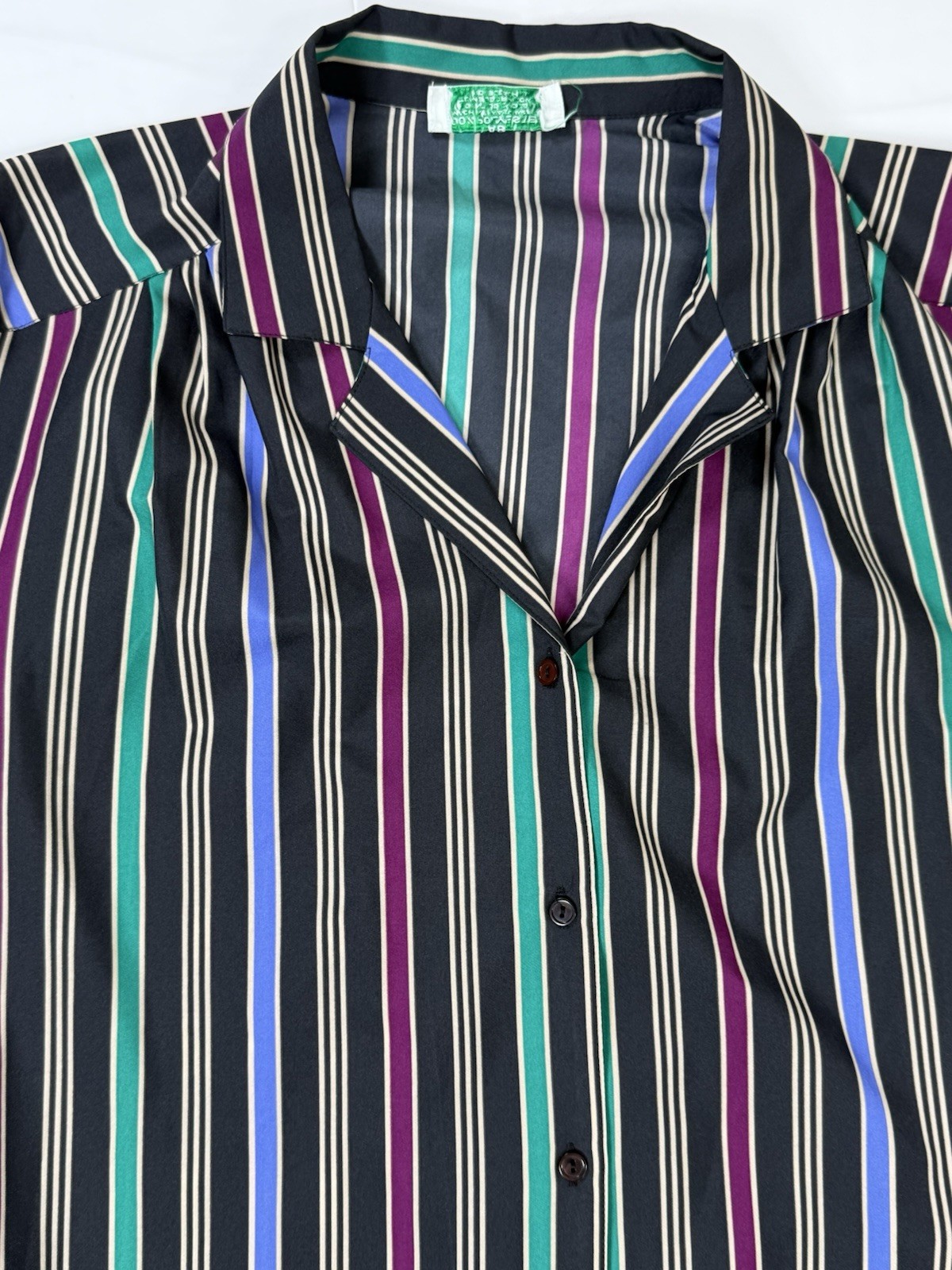 70s 80s Multicolor Striped Shirt Women’s XL-1X Vintage Power Dressing Playful