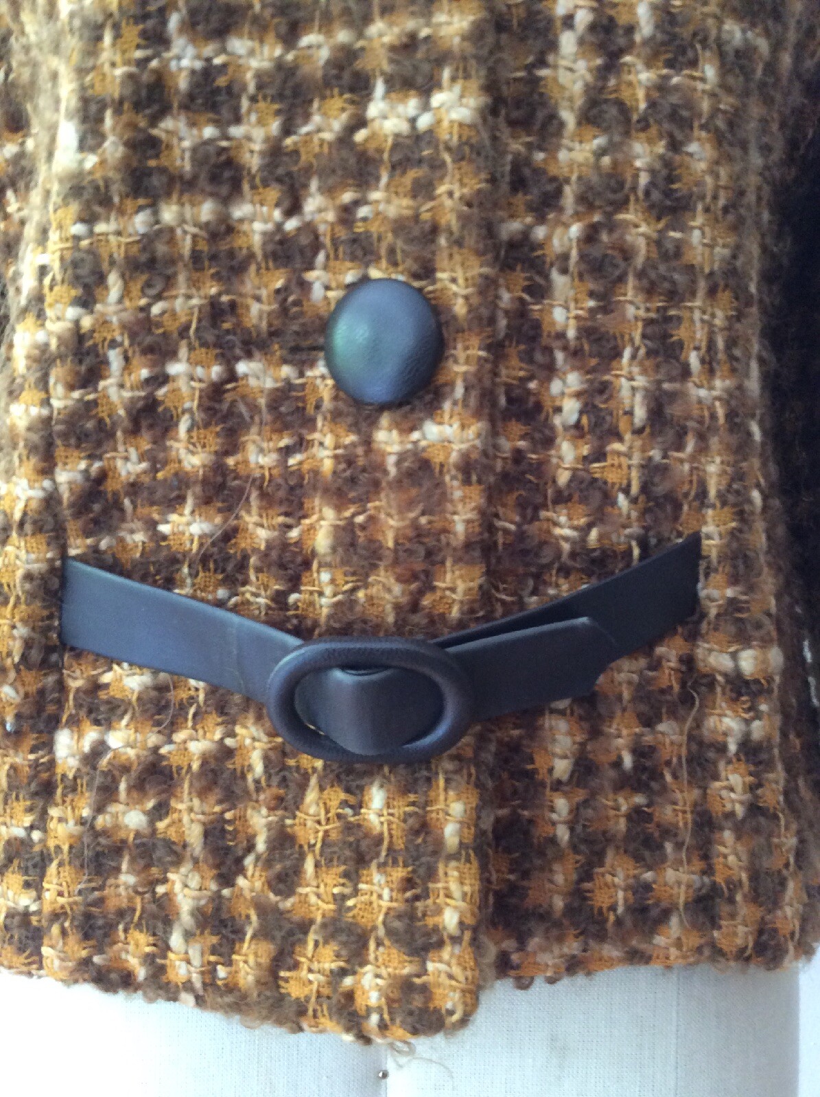 Vintage wool short Jacket 1960 era size M Phyllis boucle brown