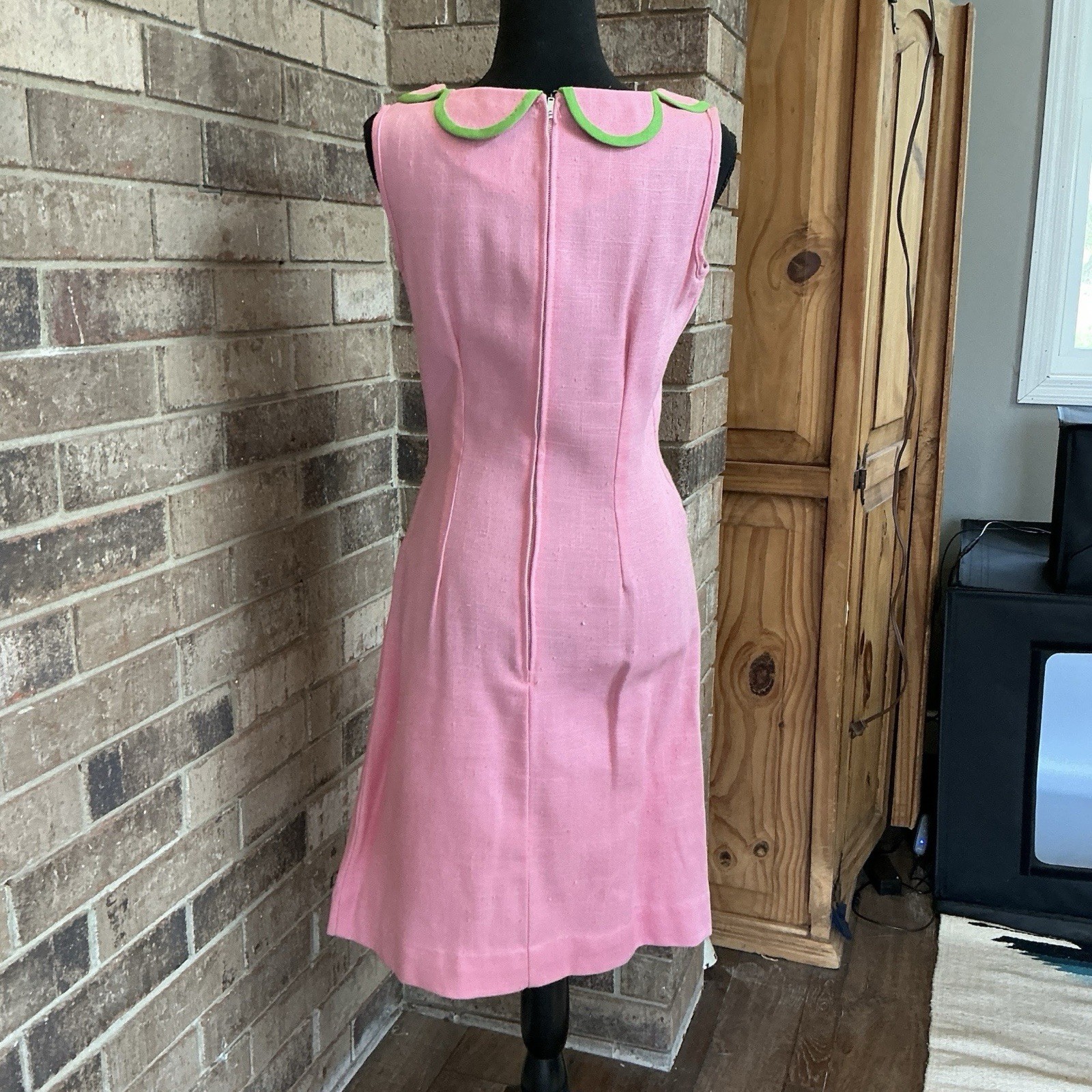 60s VTG Judy Wayne Pink Silk Viscose Dress Stripe Tweed Jacket Set Size 10 #39D7