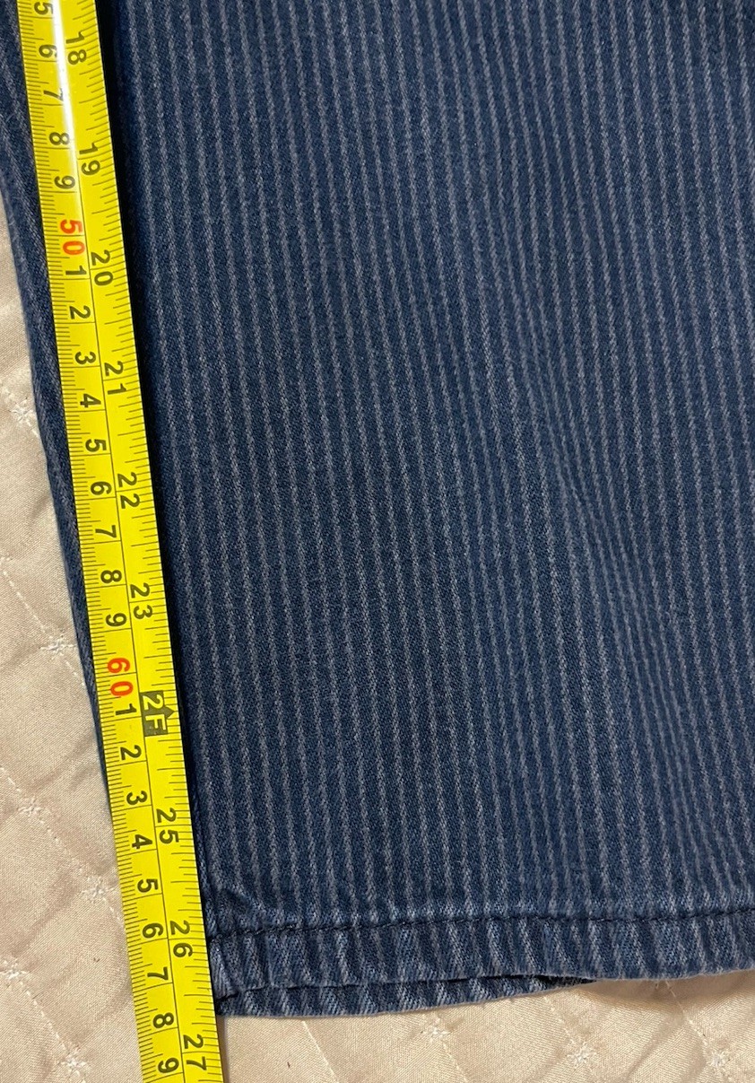 Chic Vtg Petite Size 4P Pinstriped Jean Pull On Blue Pants Elastic Waist 26×26.5