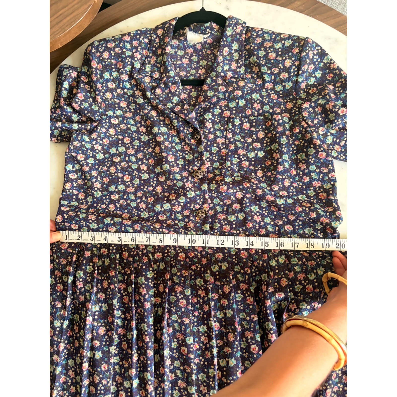 Leslie Fay Vintage Floral Midi Dress Purple Pink Short Sleeve Elastic Waist