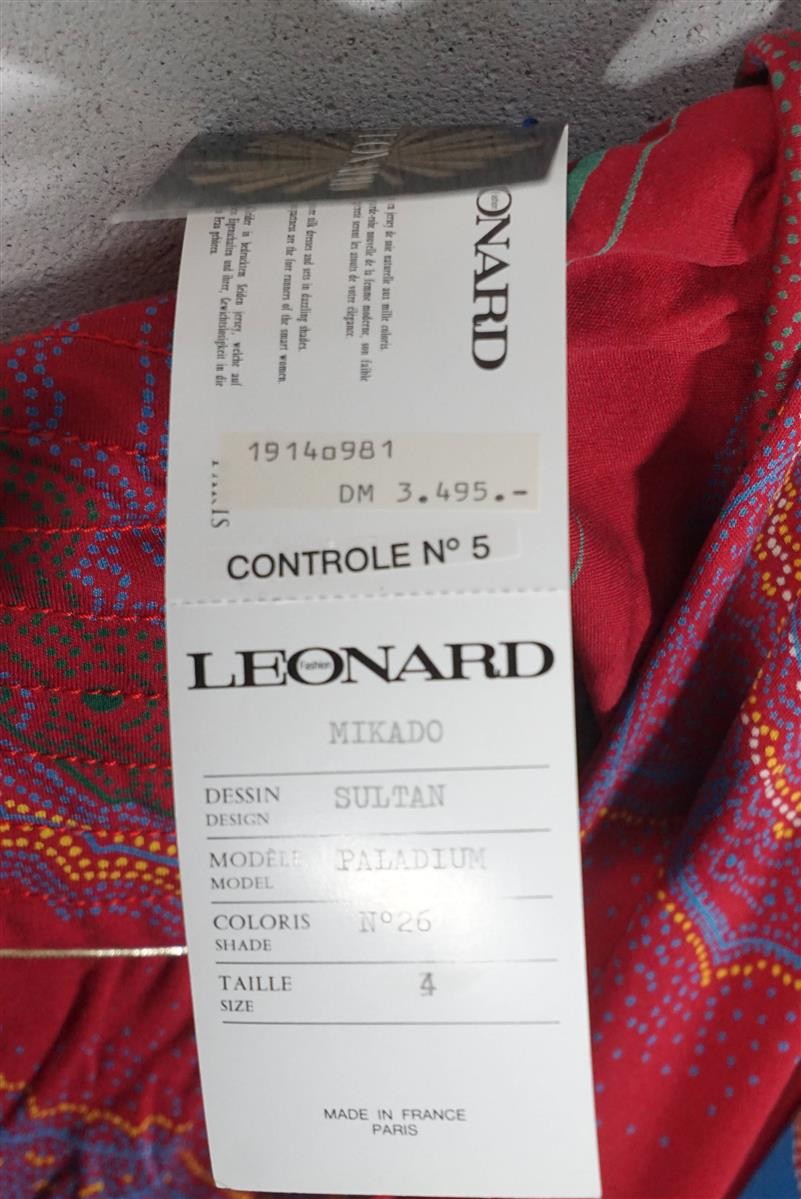 Leonard Fashion Paris Dress Maxi Dress Paladium Sultan 100% Silk Waist 4 42-44