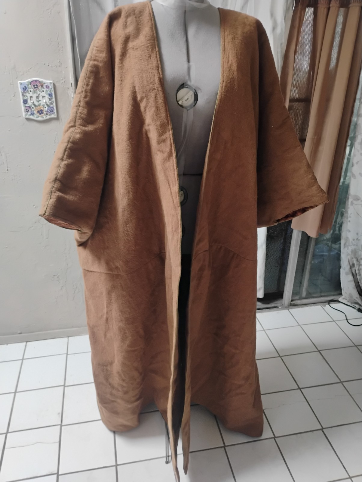 50’s Antique Vtg Heavy WOOL Camel Cape Quality Southwest Poncho blanket 100 X57