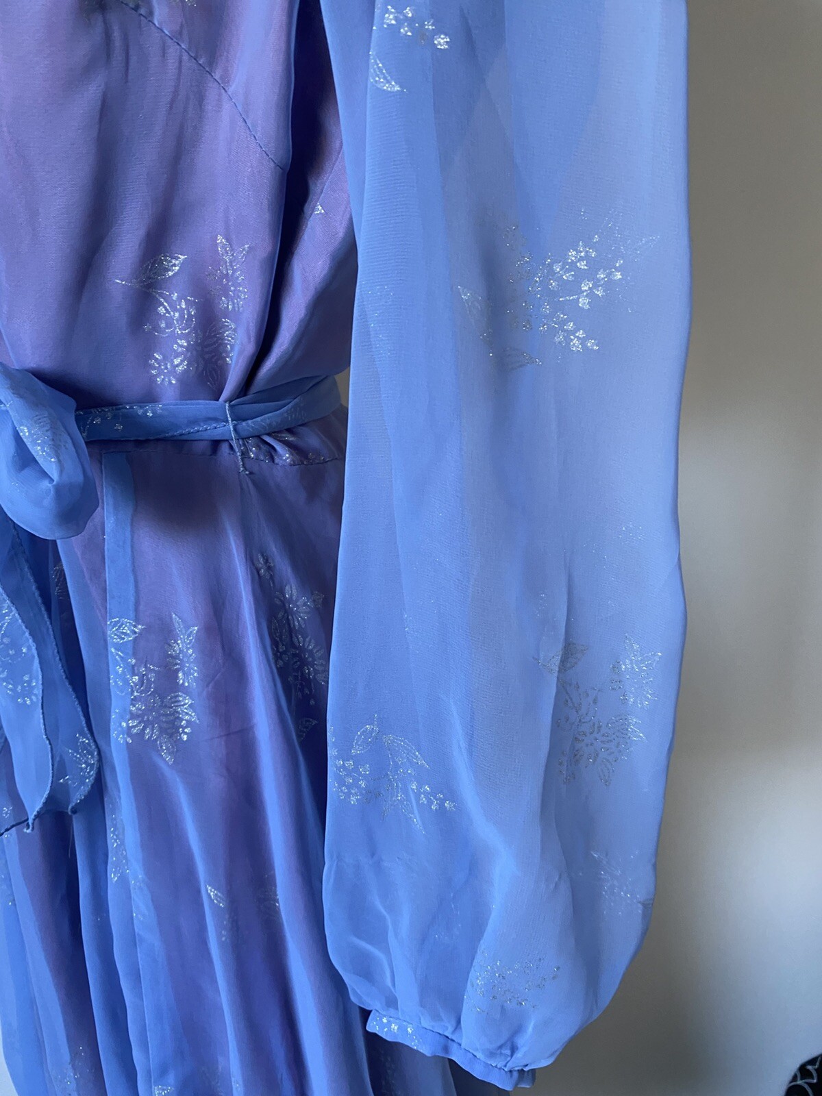 Louisette Sydney 70,s Fab Blue Frilled Maxi.Tag Says 14(12)