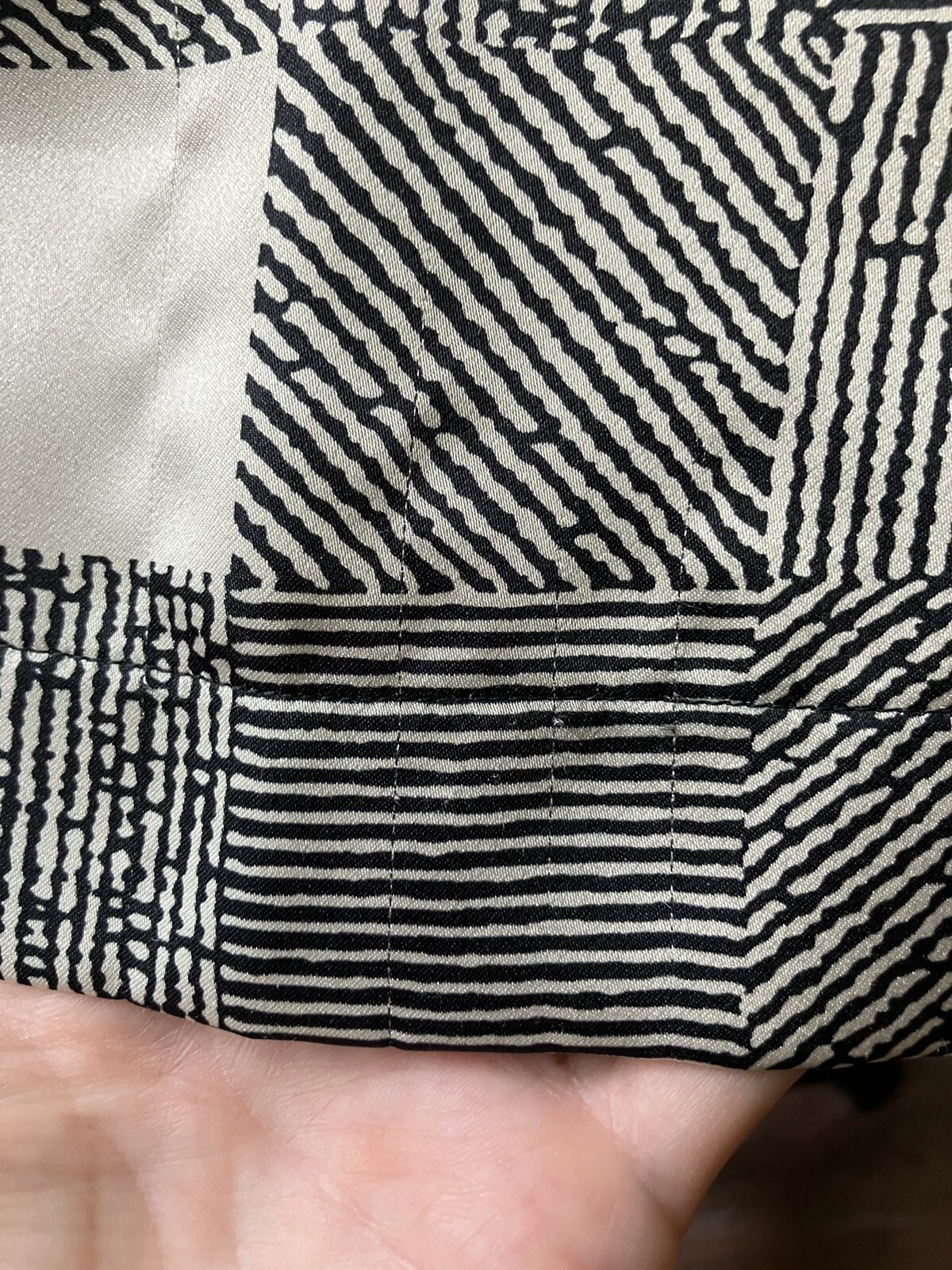 Vintage 80s Kasper Black & White Geometric Print Shift Dress Button Detail Large