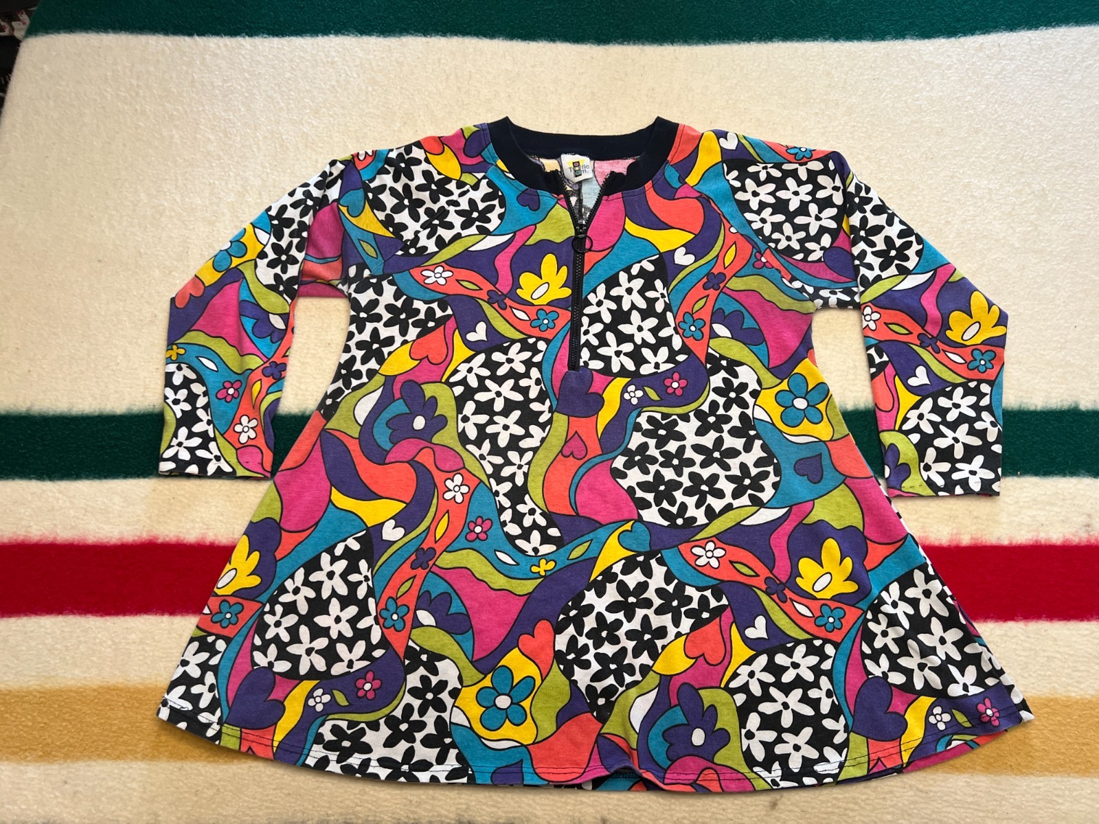 Vintage Go Go Dress Psychedelic Flower Power 70’s Style Traffic Jam Medium