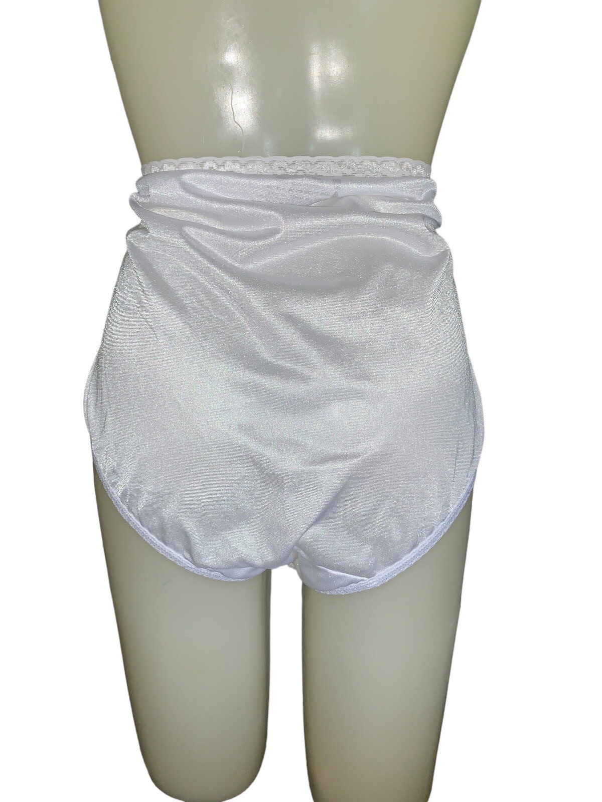 Vintage Nylon Panty JMS Gusset Sheer Sissy Panties Size 12 Shiny Glossy White