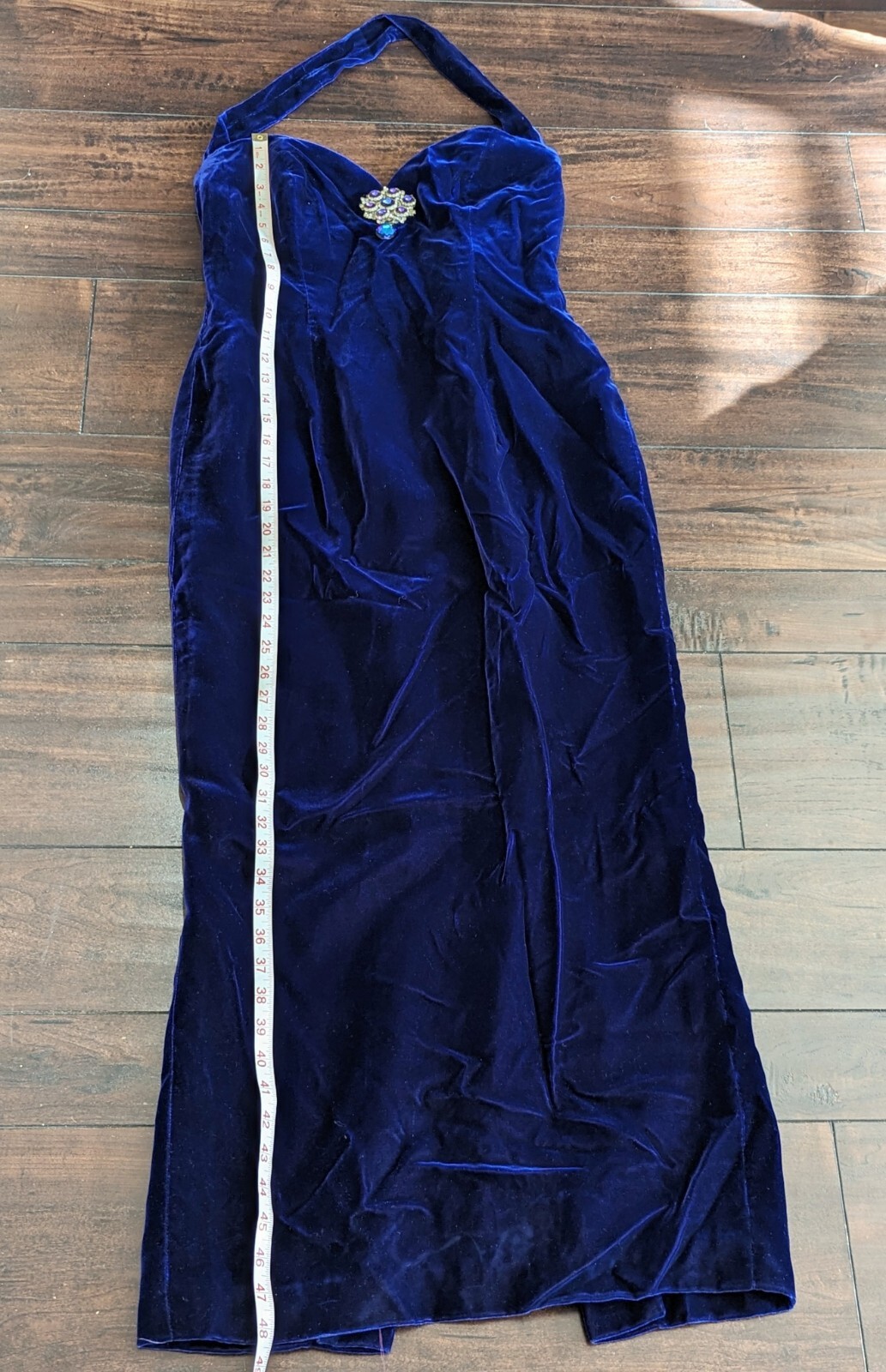 L Magnin Eugene Alexander Royal Blue Purple Crystal Applique Long Dress Size 12