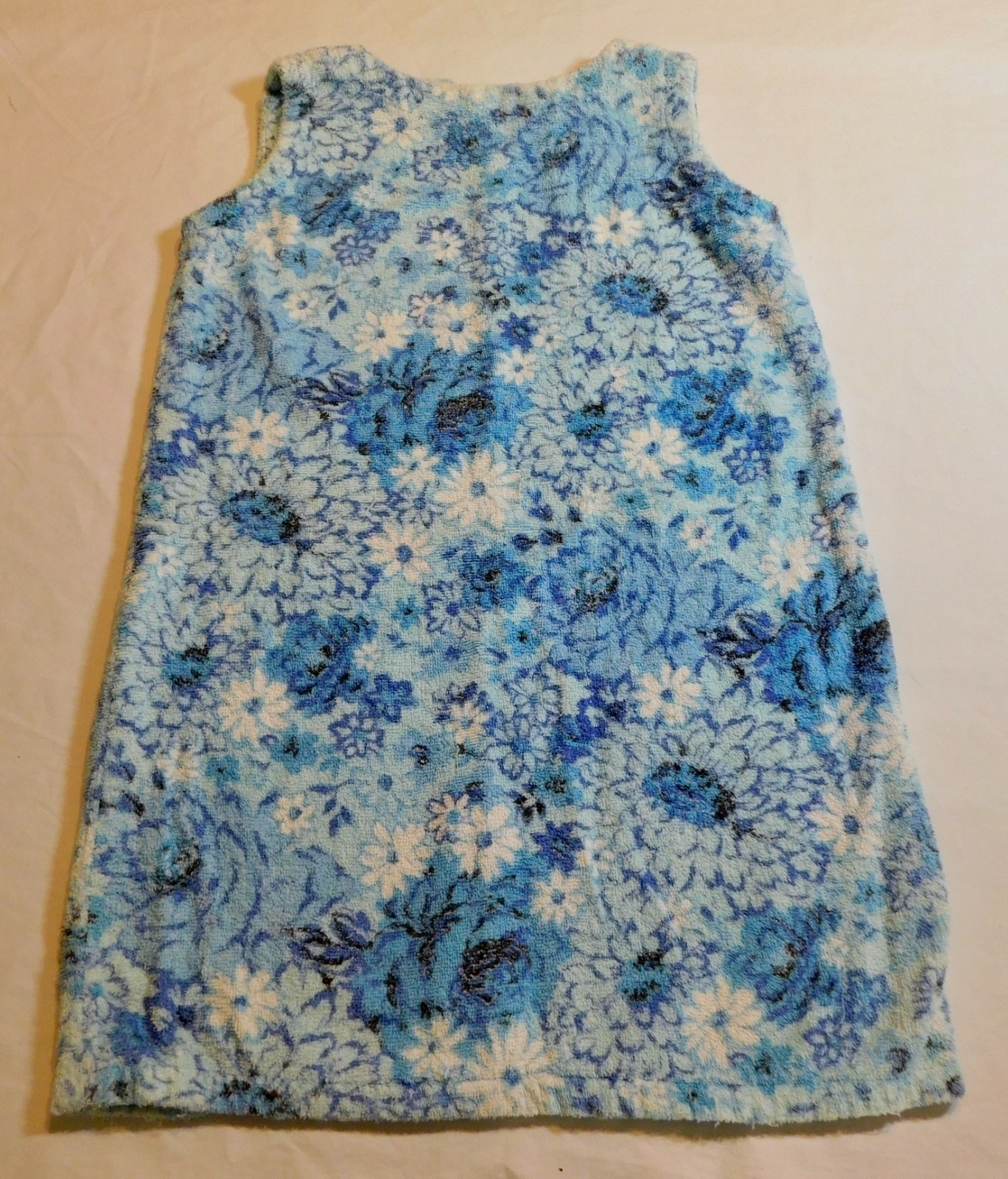 VTG TERRY CLOTH TOWEL DRESS 60’s BEACH TOWEL COVER UP GROOVY HANDMADE sz S M