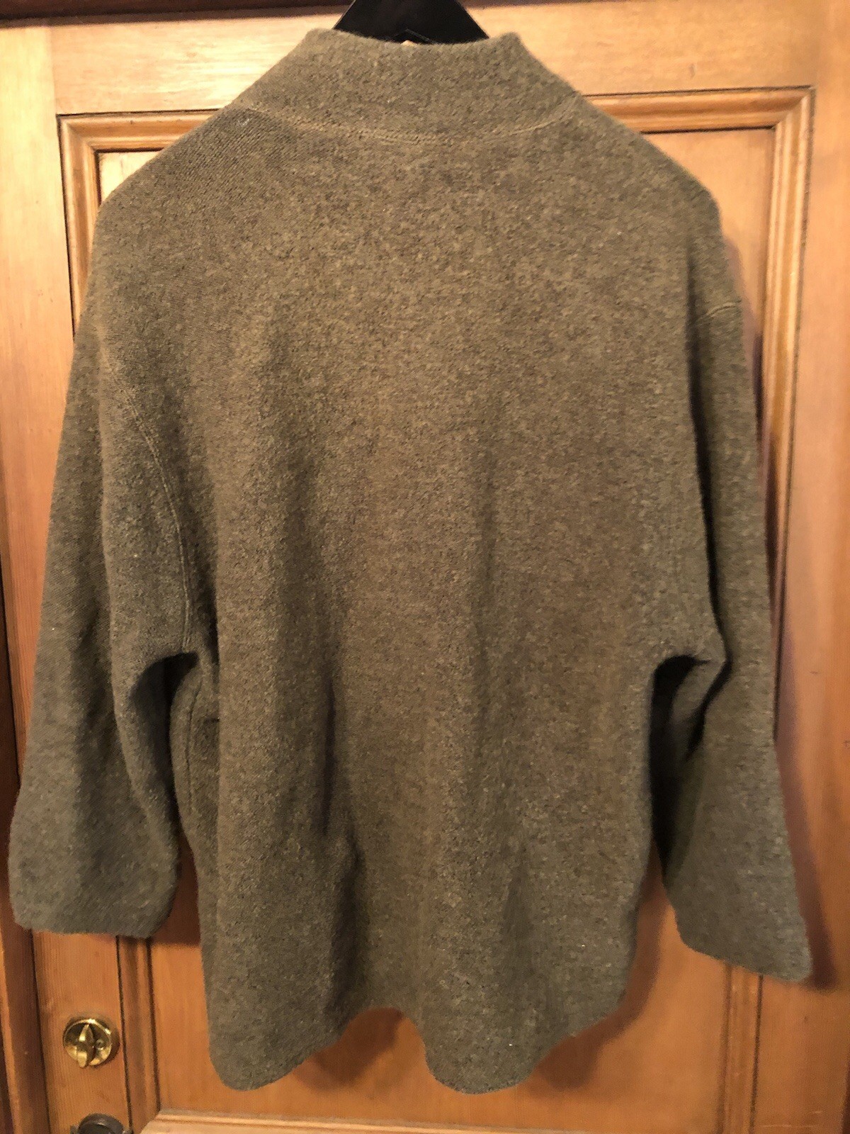 Vtg BROOKS BROTHERS 100% Wool Full Zip Sweater Gray/Green Sz L Made In Hong Kong
