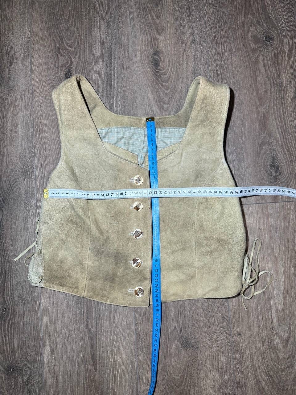 Vintage Suede Leather Trachten Vest Womens Dirndl Corset Waistcoat Size L 42