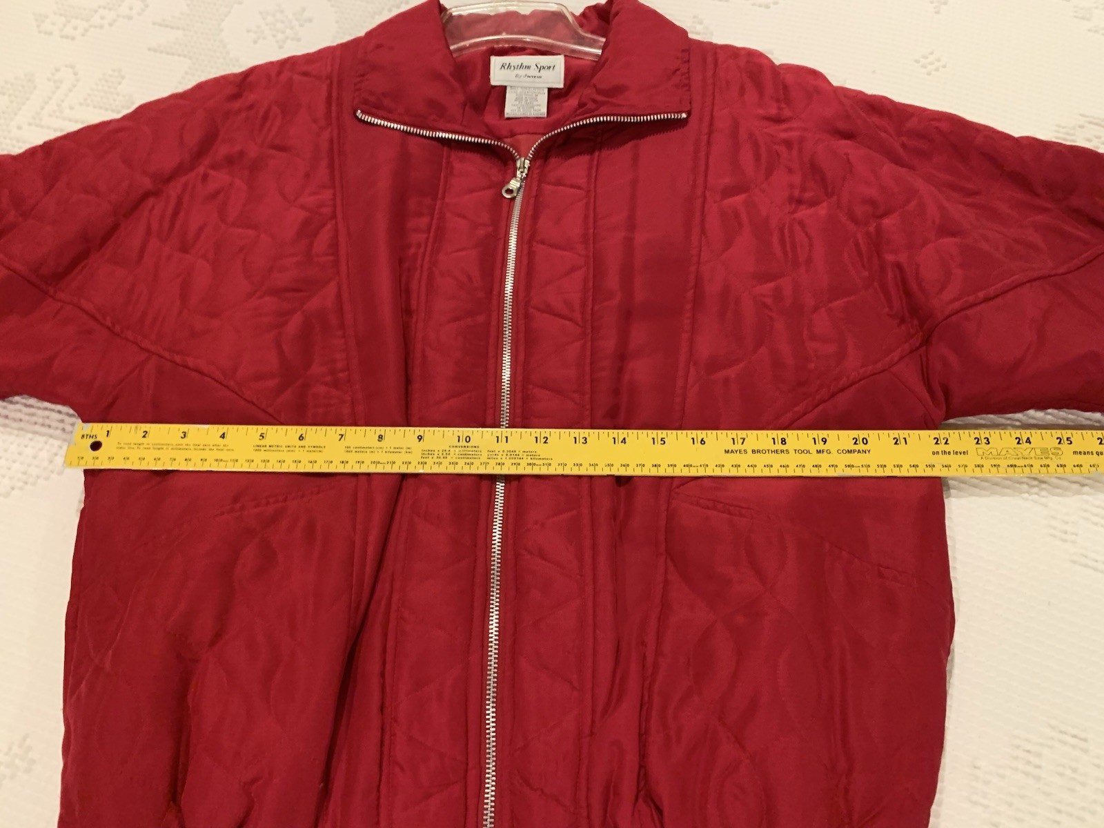 Janeve Rhythm Sport 2 Pc Windbreaker Track Suit Red Wine 100% Silk Sz M EUC!