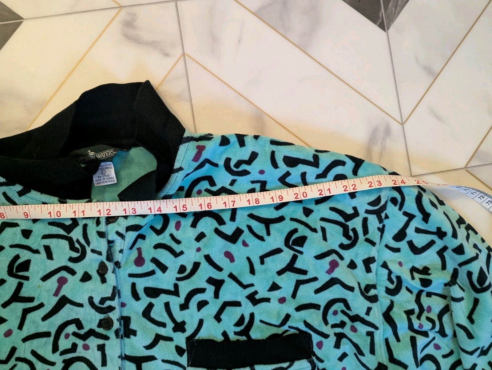 Vintage Abstract 80’s Teal Pullover Women’s Large