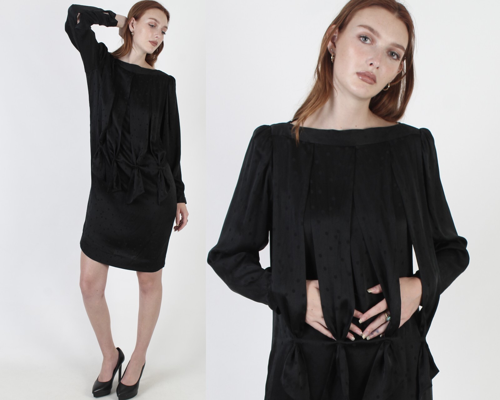 Vtg 80s Designer Umi Collections Anne Cummins Dress Silk Cage Avant Garde Party