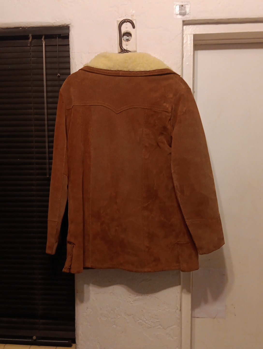 Simco Coat Suede Leather Vtg 60s 70s Western Trucker Jacket Fur Sherpa Womans 14