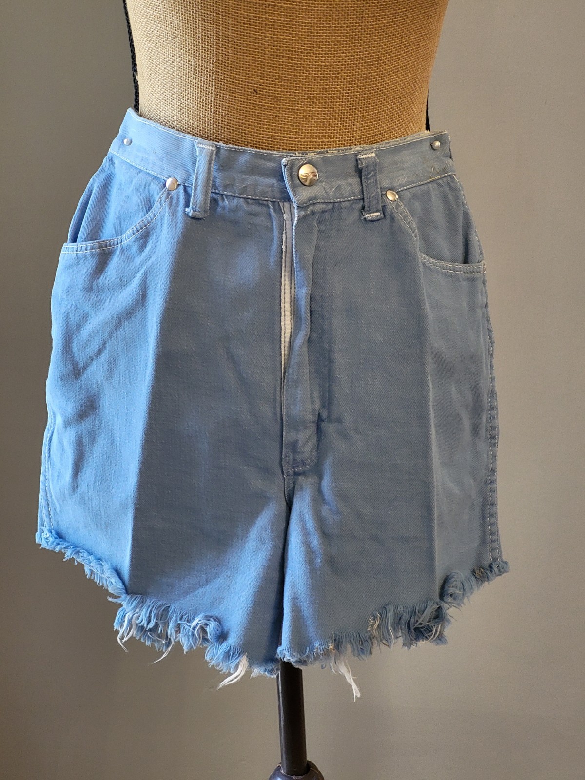 Vintage 70s Maverick Misses 13/14 Slim (Size4) Blue Cut Off Shorts