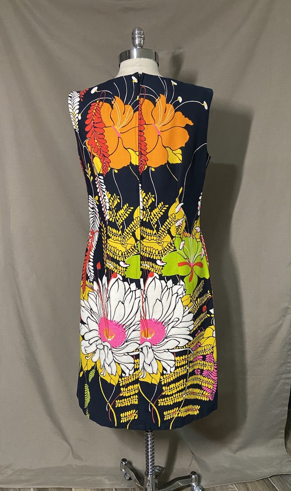 Vintage 1960s Hawaiian Barkcloth Shift Dress Alice Polynesian Fashions Size 8