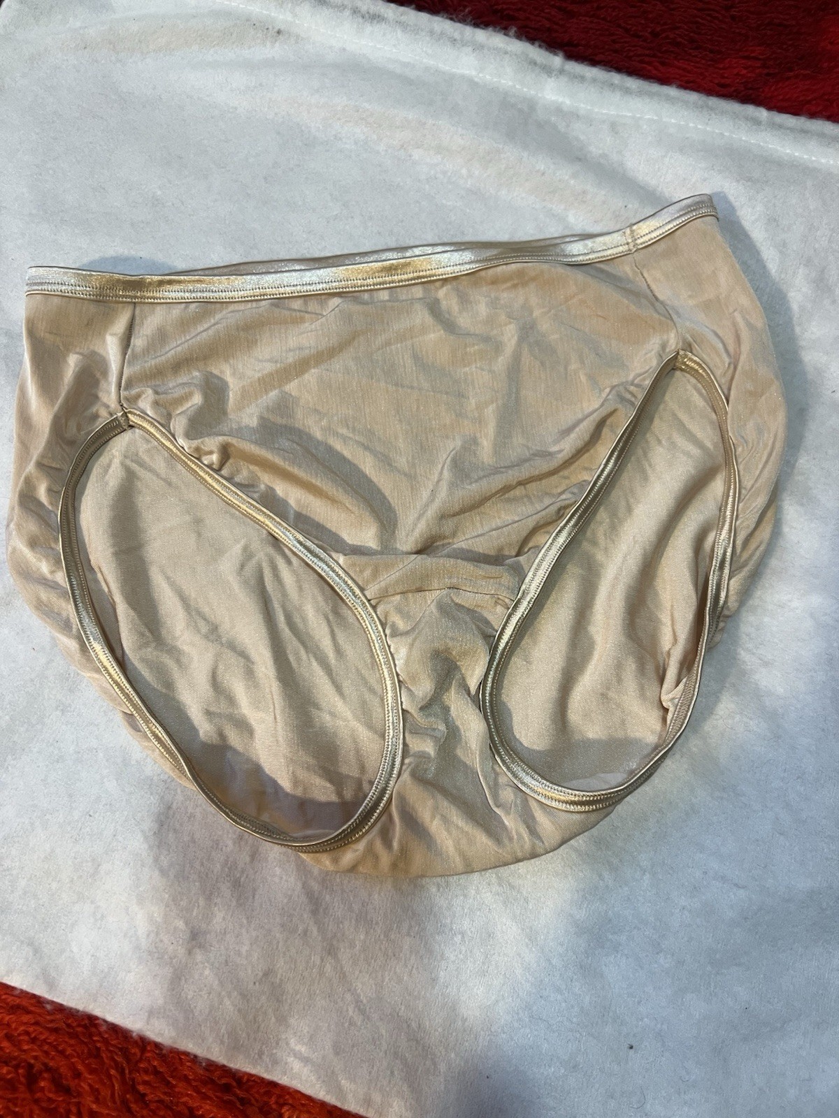 Vtg Vanity Fair High Rise Silky Nylon Satin Trim Beige Nude Panties 8XL Mexico