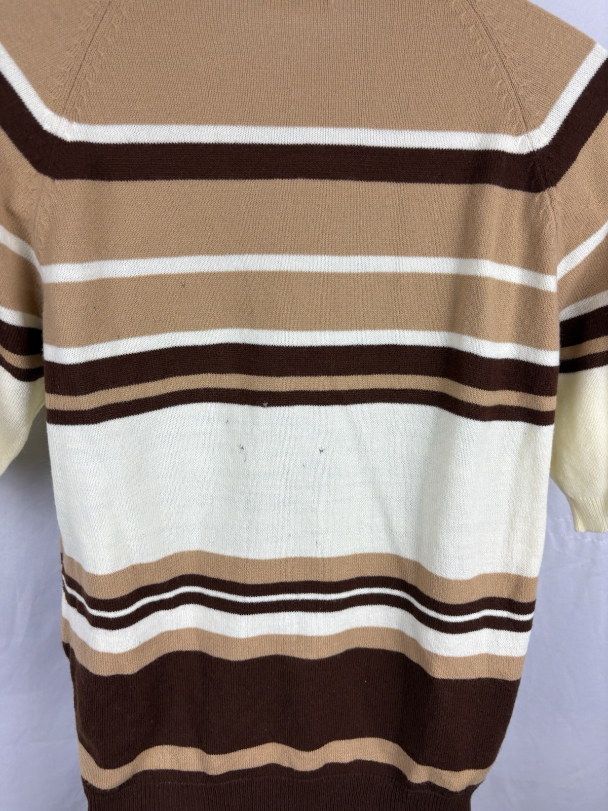 Vintage 60s Penneys Town Craft Short Sleeve Striped Knit Acrylic Shirt Size M
