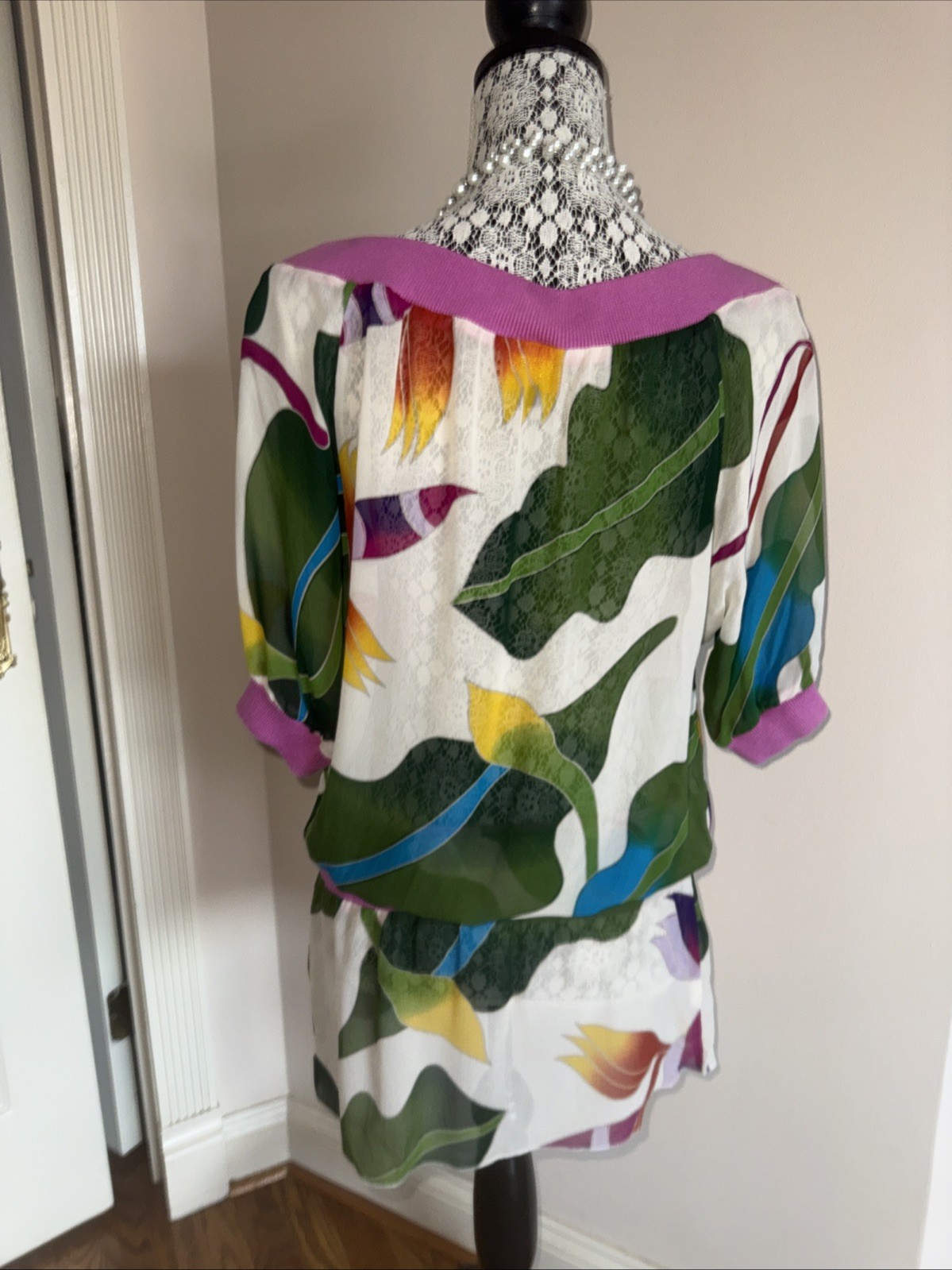 NEW! Anna Studio 💯 % Silk Farm Multicolor Tunic Dress Beach Coverups M/L