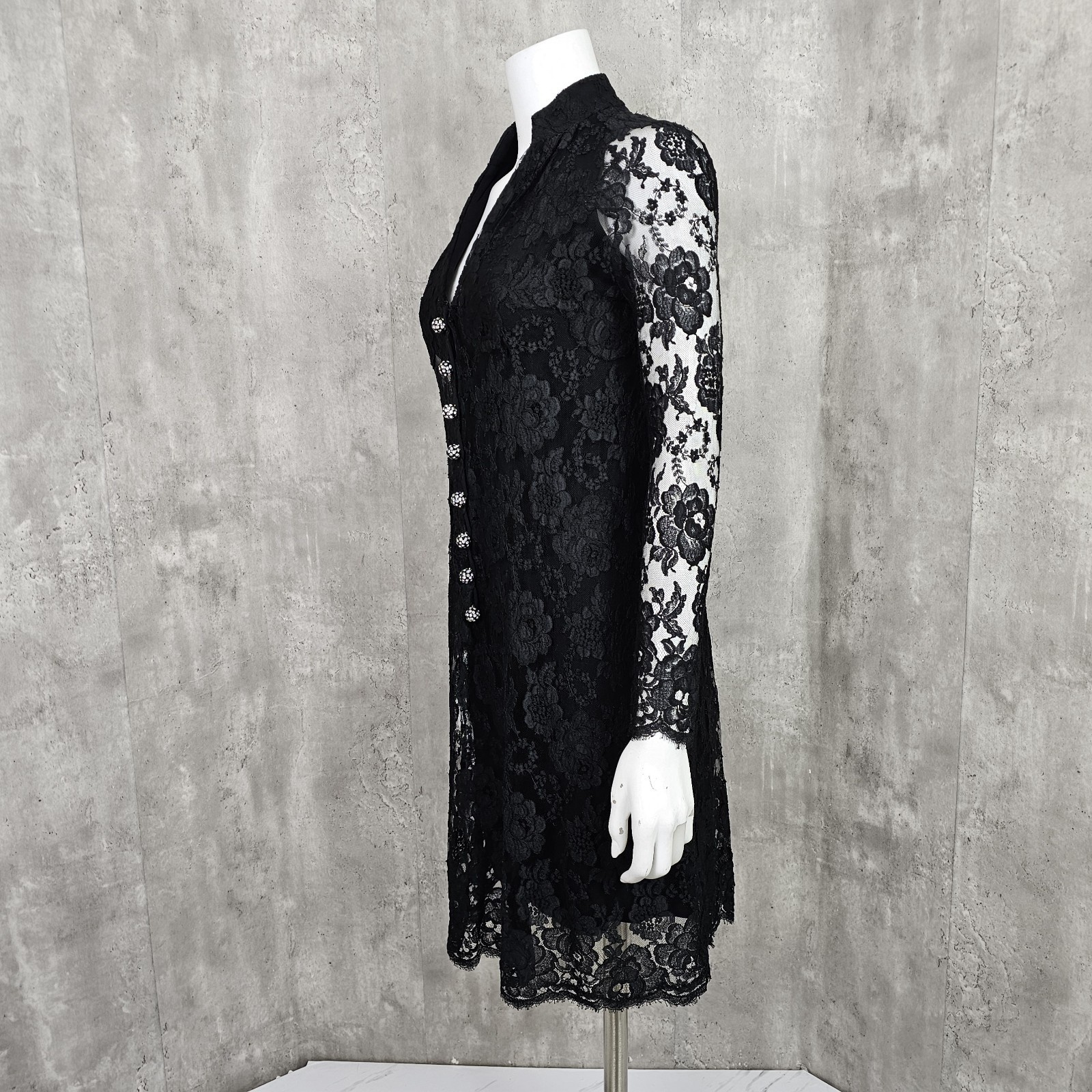 Vintage 60s Werle Beverly Hills Womens S Black Lace Cocktail Dress Gothic Formal
